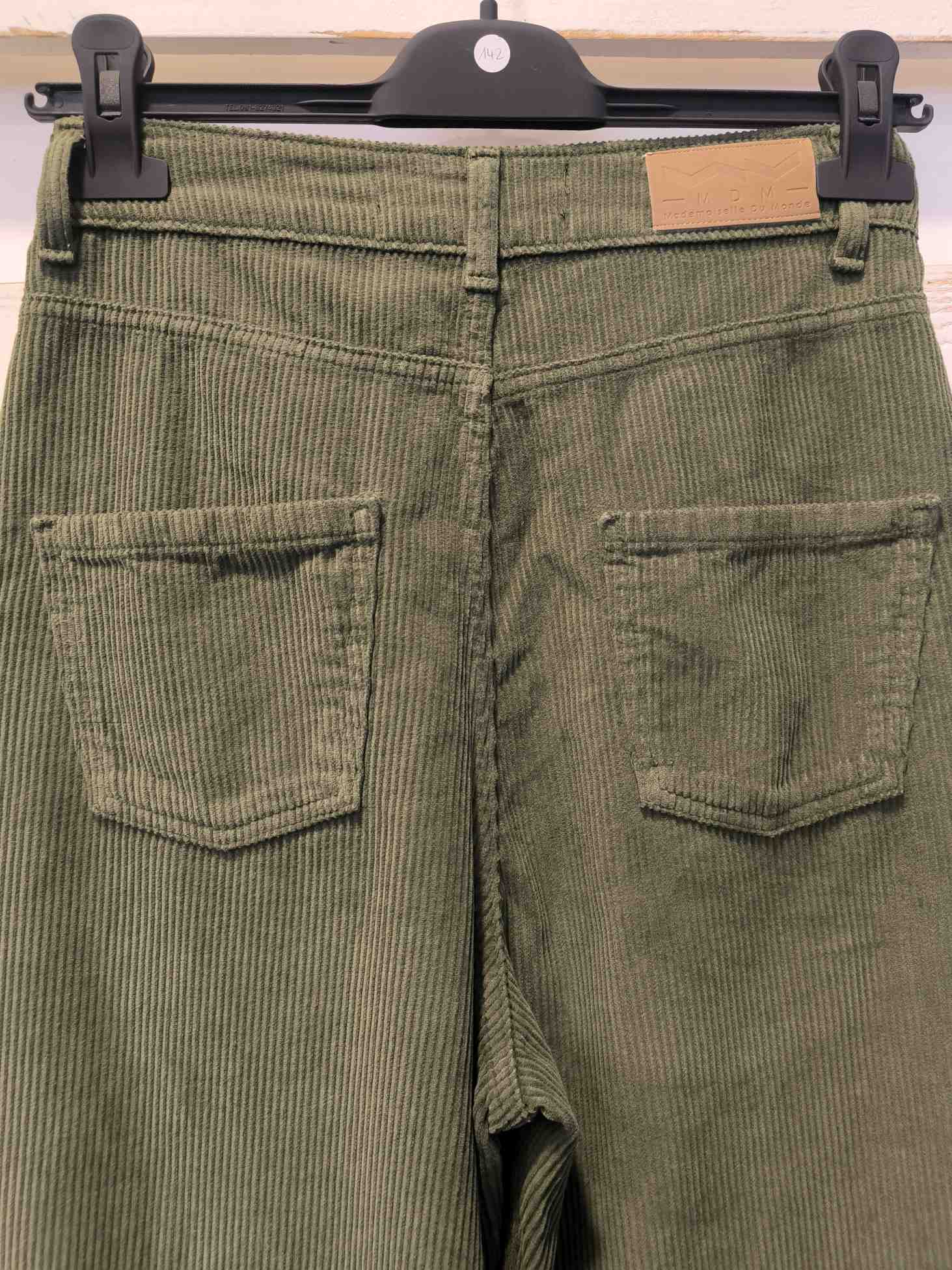 PANTALONE BOY FIT VELLUTO - MILITARY