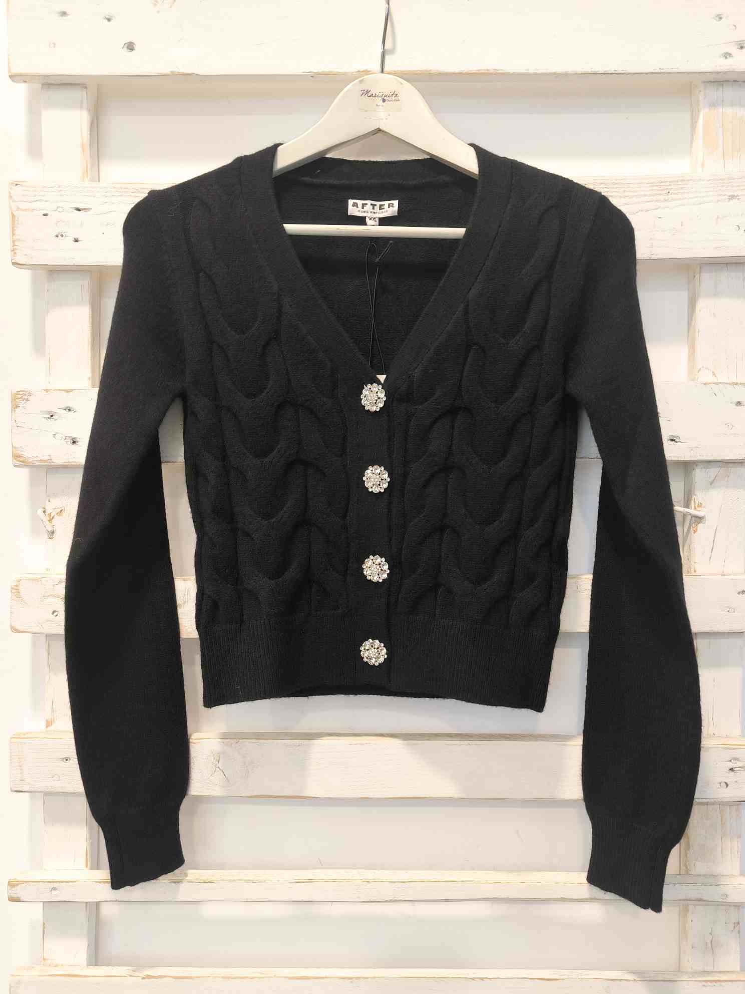 CARDIGAN BOTTONI GIOIELLO - nero