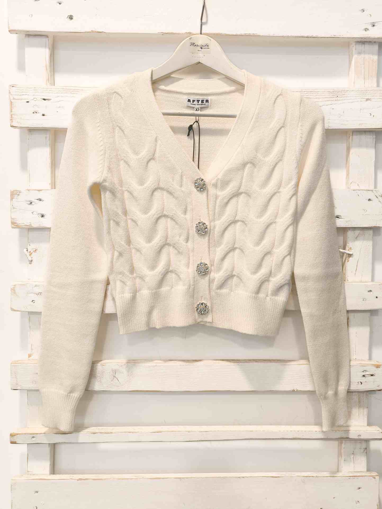 CARDIGAN BOTTONI GIOIELLO - Bianco