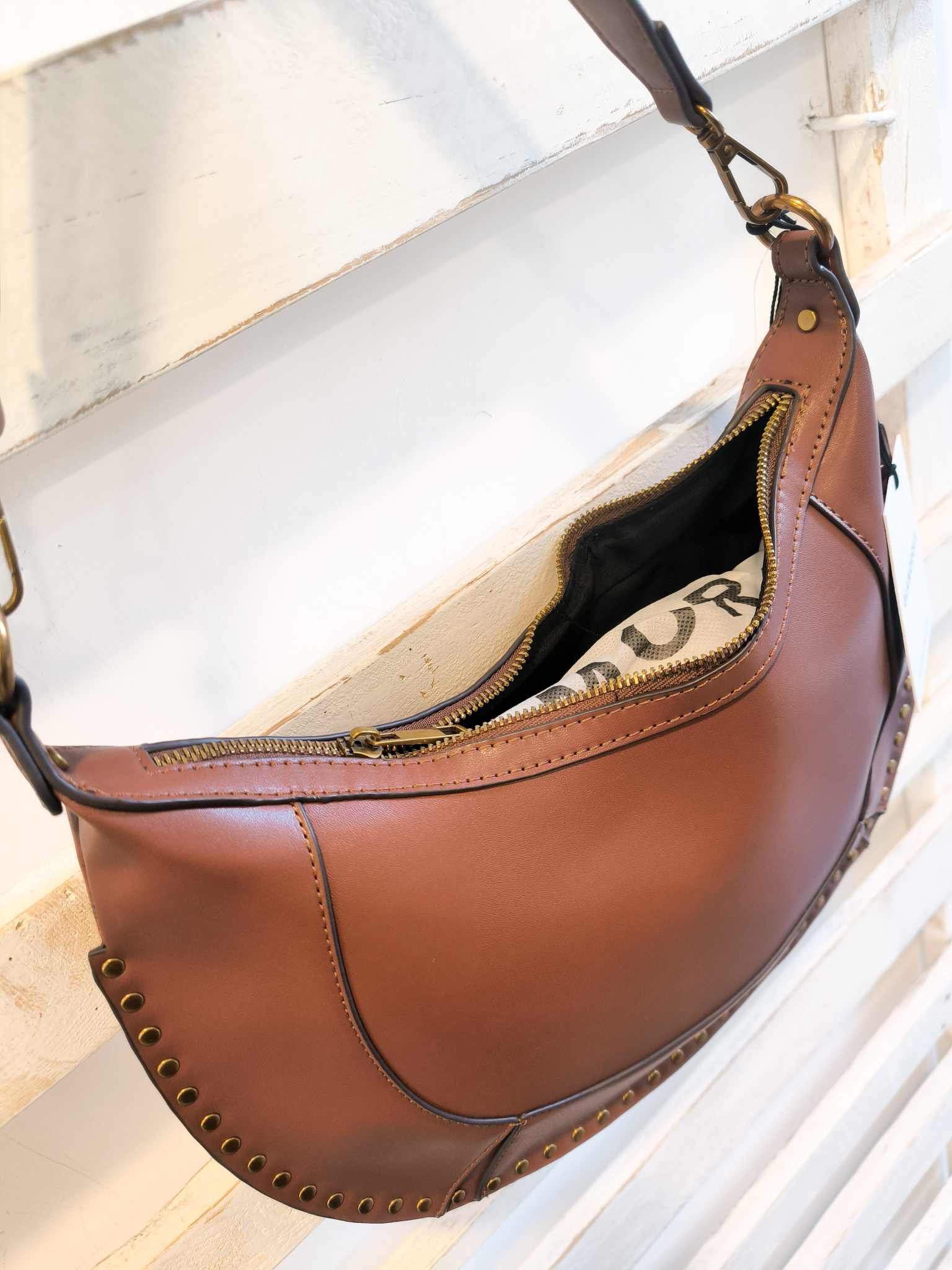 BORSA MEDIA BORCHIE - cuoio