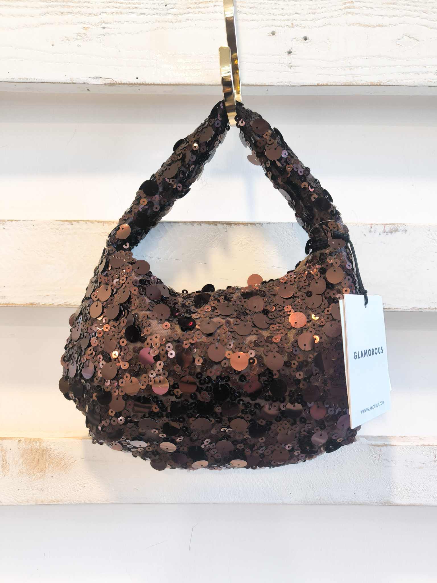 BORSA paillette - Marrone