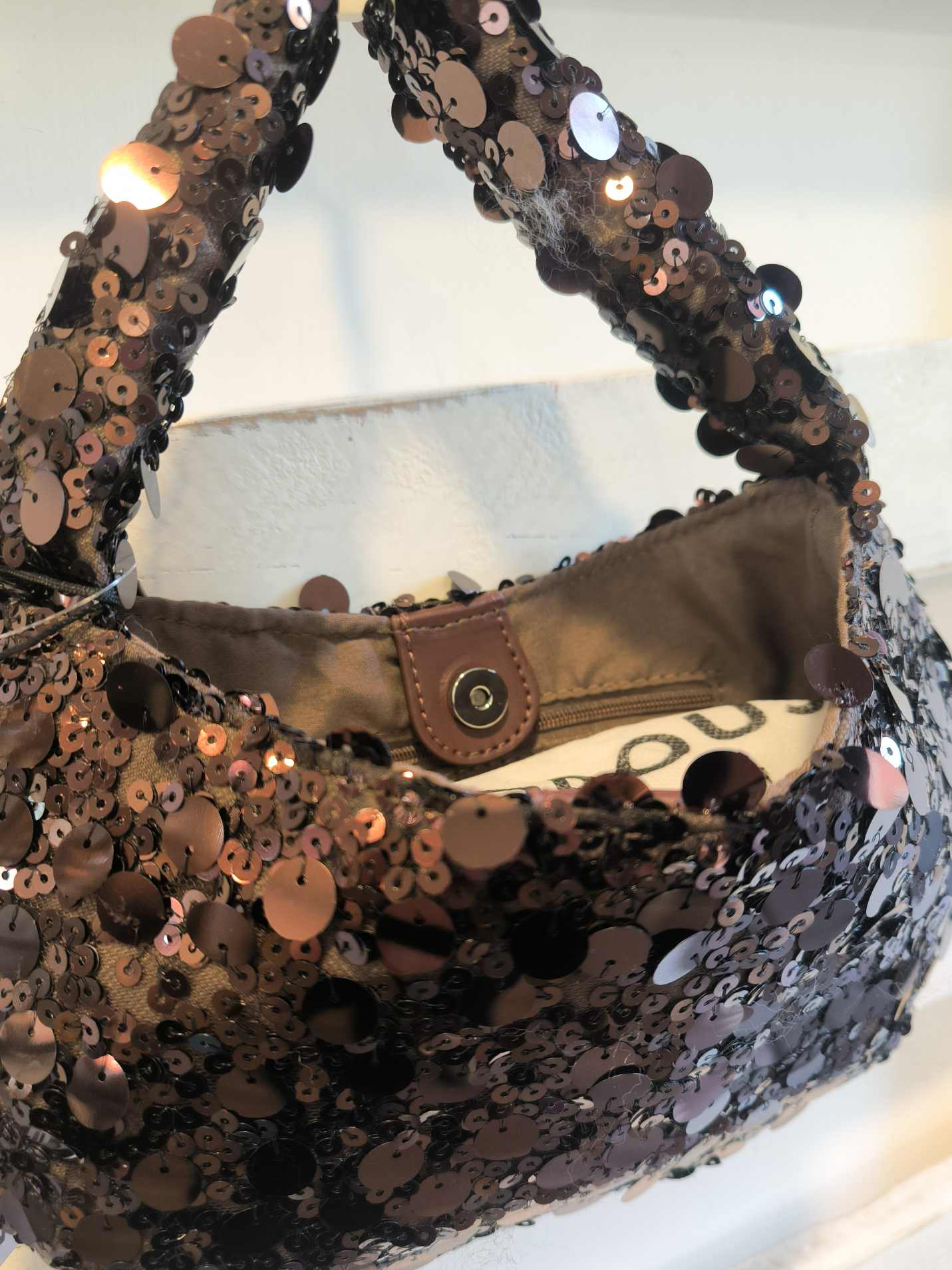 BORSA paillette - Marrone