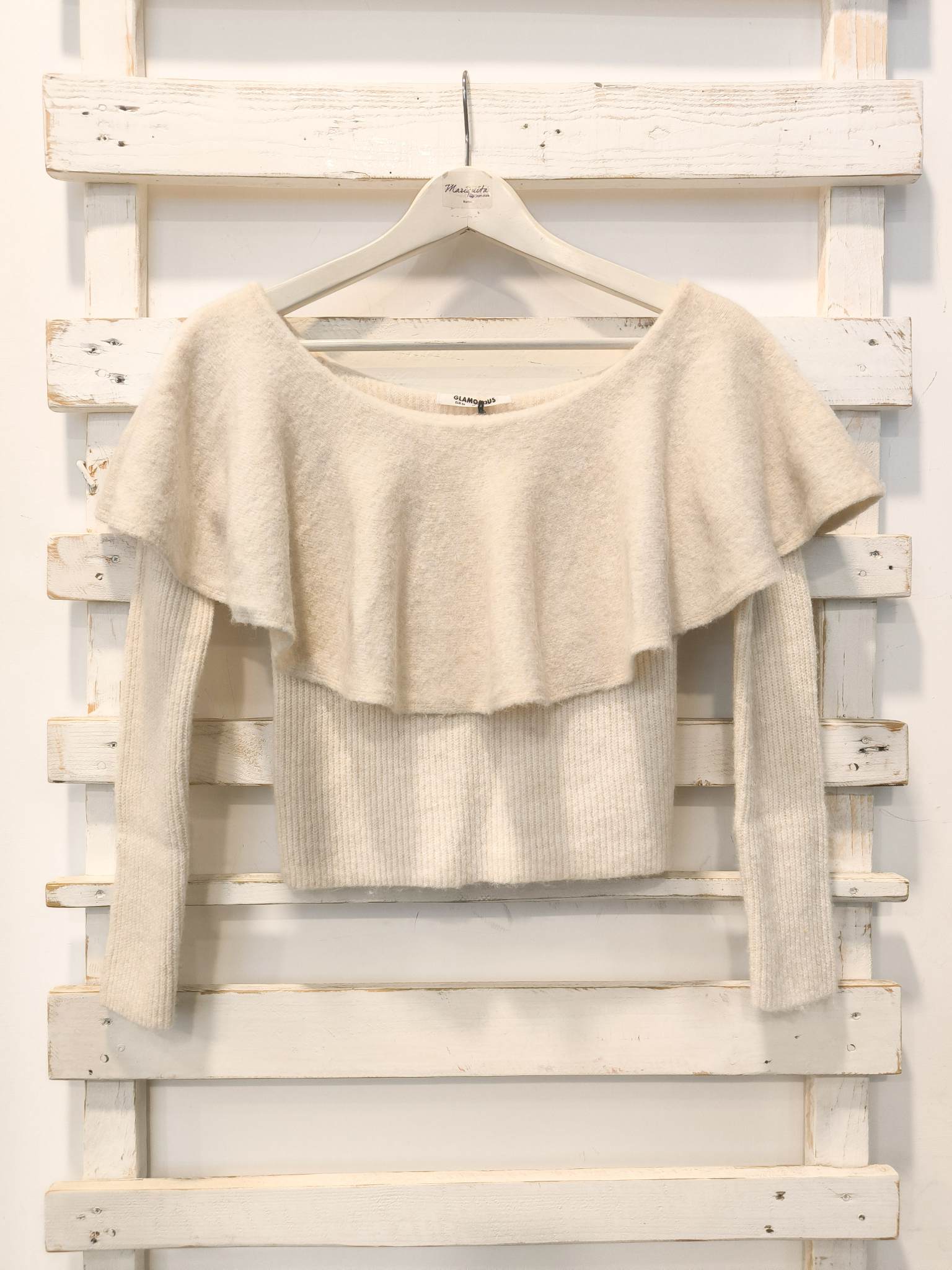 MAGLIA SPALLA SCESA - Crema