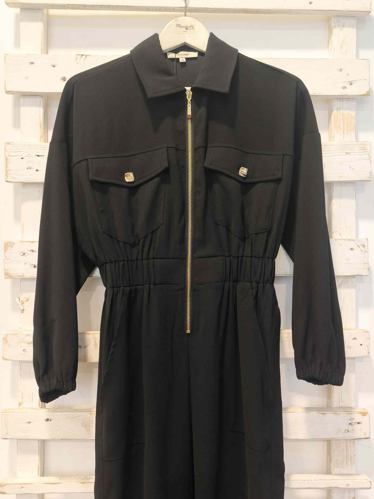 TUTA CON TASCHE - nero