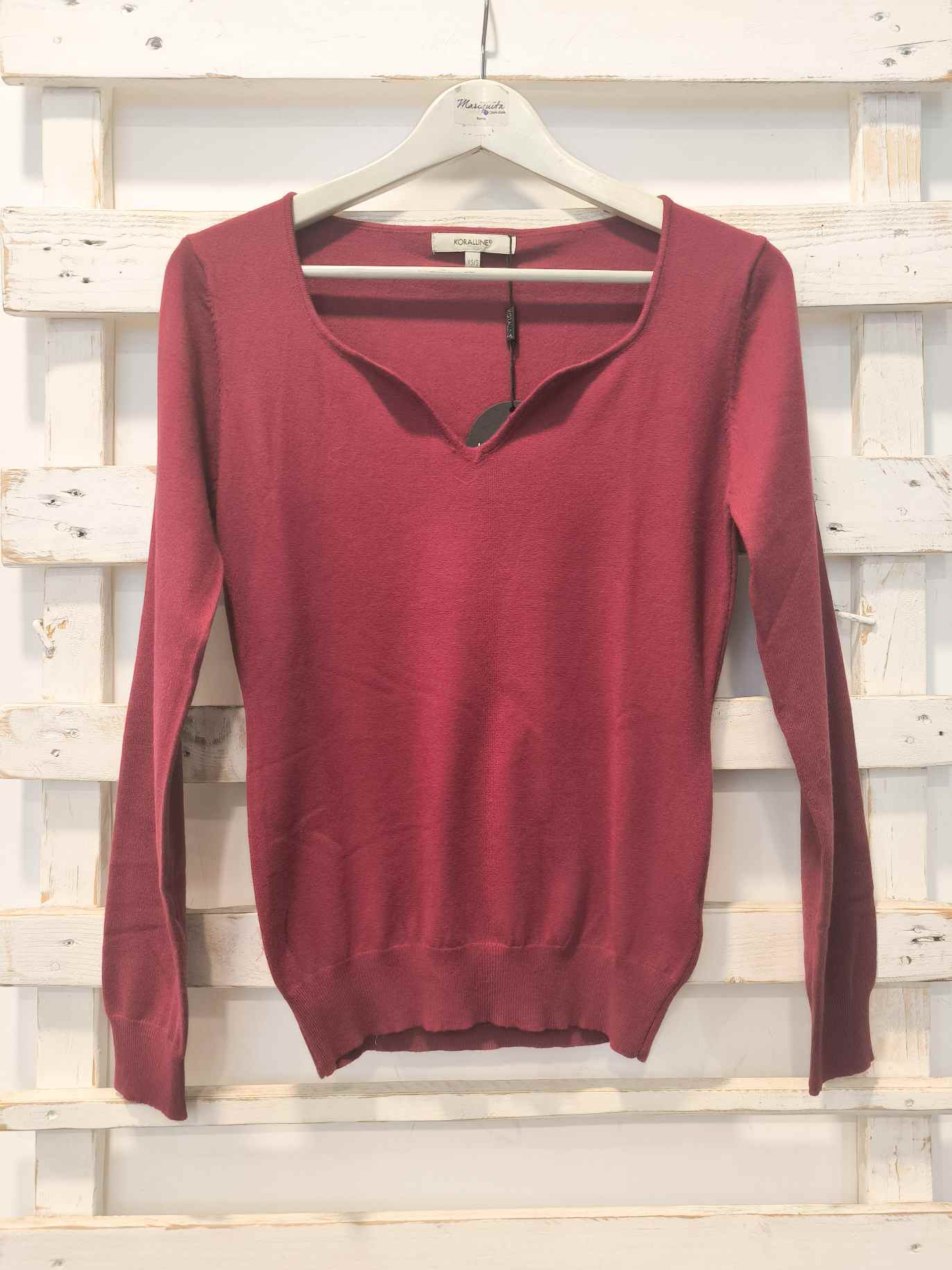 MAGLIA SCOLLO A CUORE - bordeaux