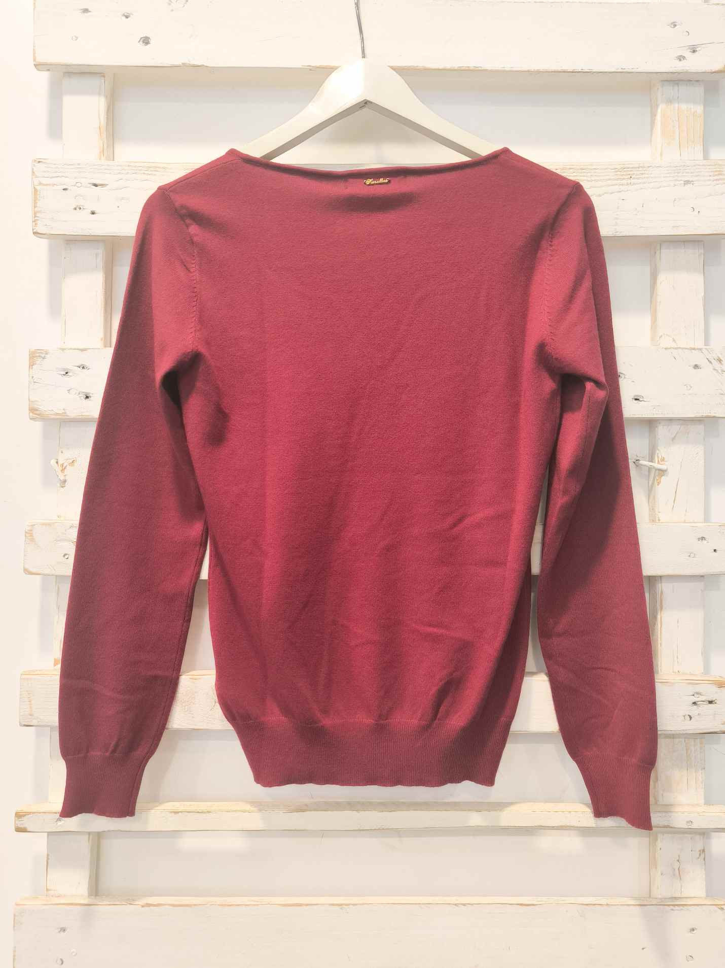 MAGLIA SCOLLO A CUORE - bordeaux