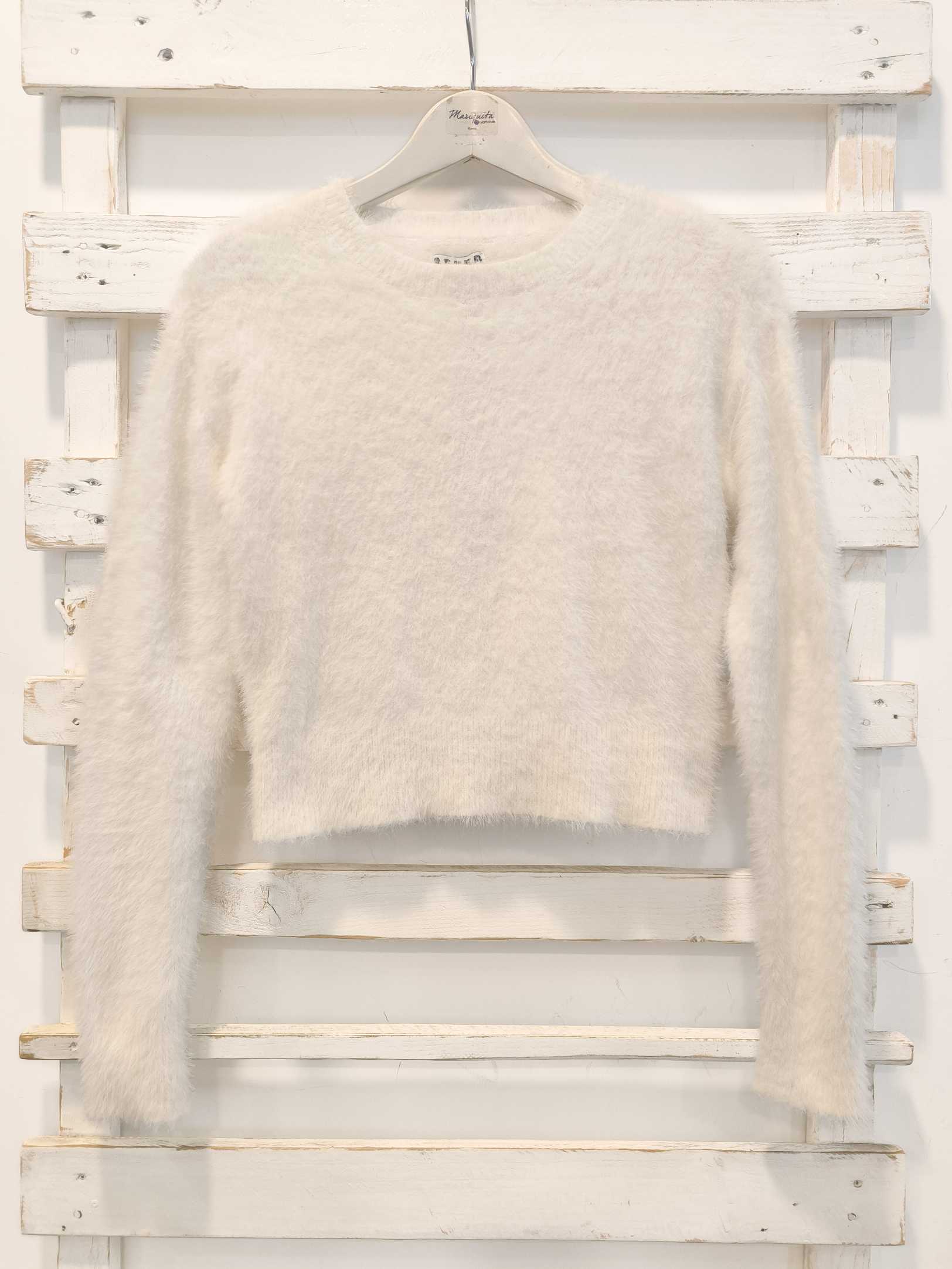 MAGLIONE peluche- Bianco
