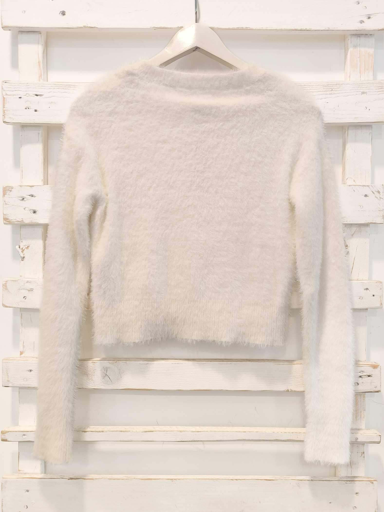 MAGLIONE peluche- Bianco