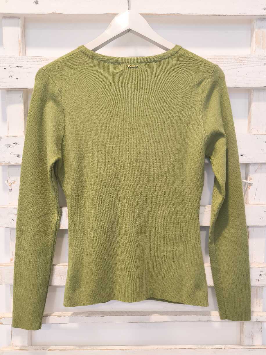CARDIGAN CON ARRICCIO - OLIVA