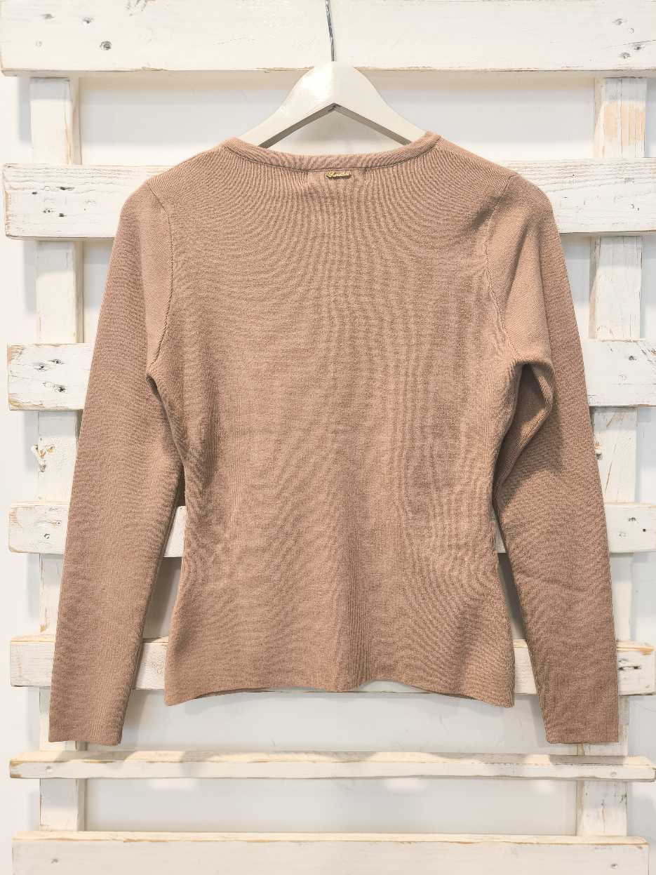 CARDIGAN CON ARRICCIO - sabbia
