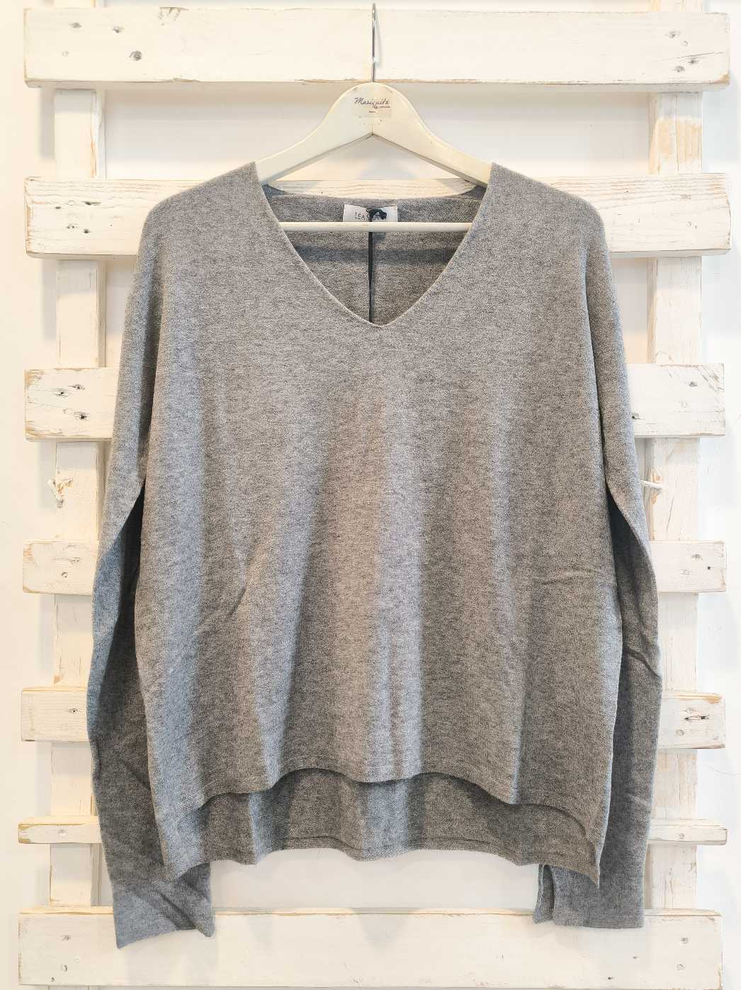 MAGLIA SCOLLO A V - Grigio