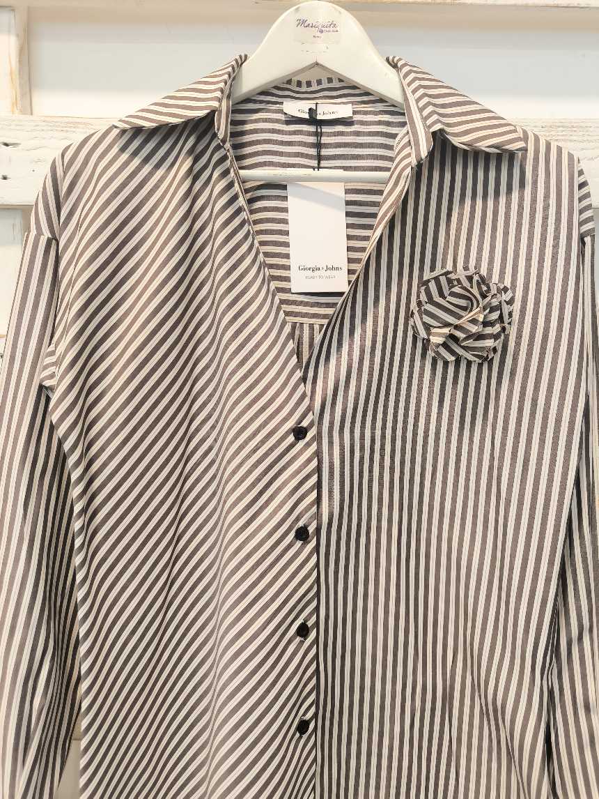 CAMICIA RIGHE - Tabacco