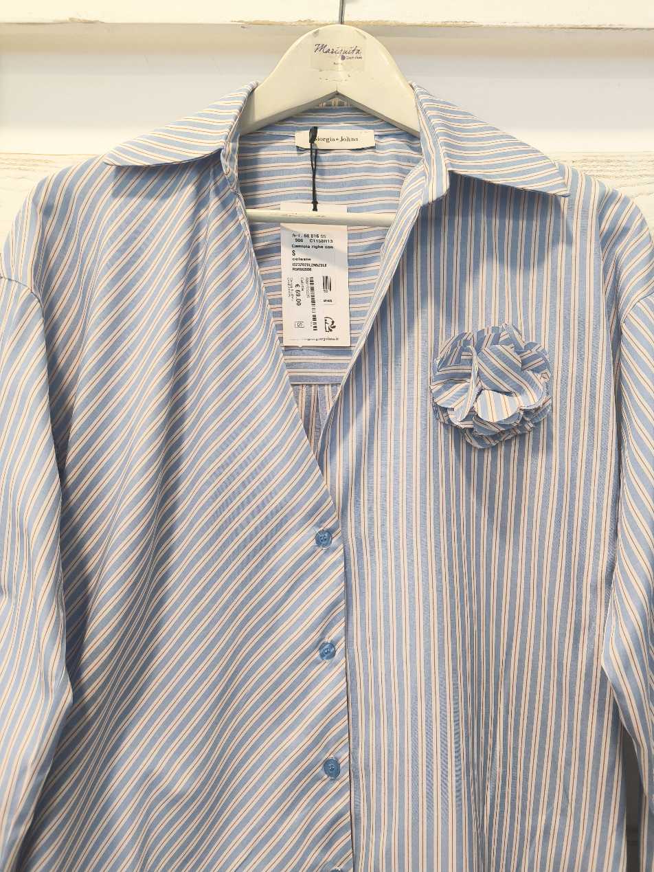 CAMICIA RIGHE - Celeste