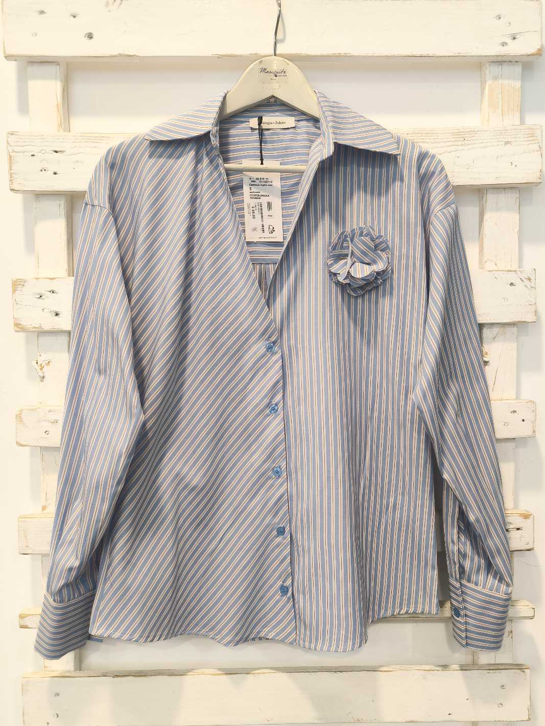CAMICIA RIGHE - Celeste