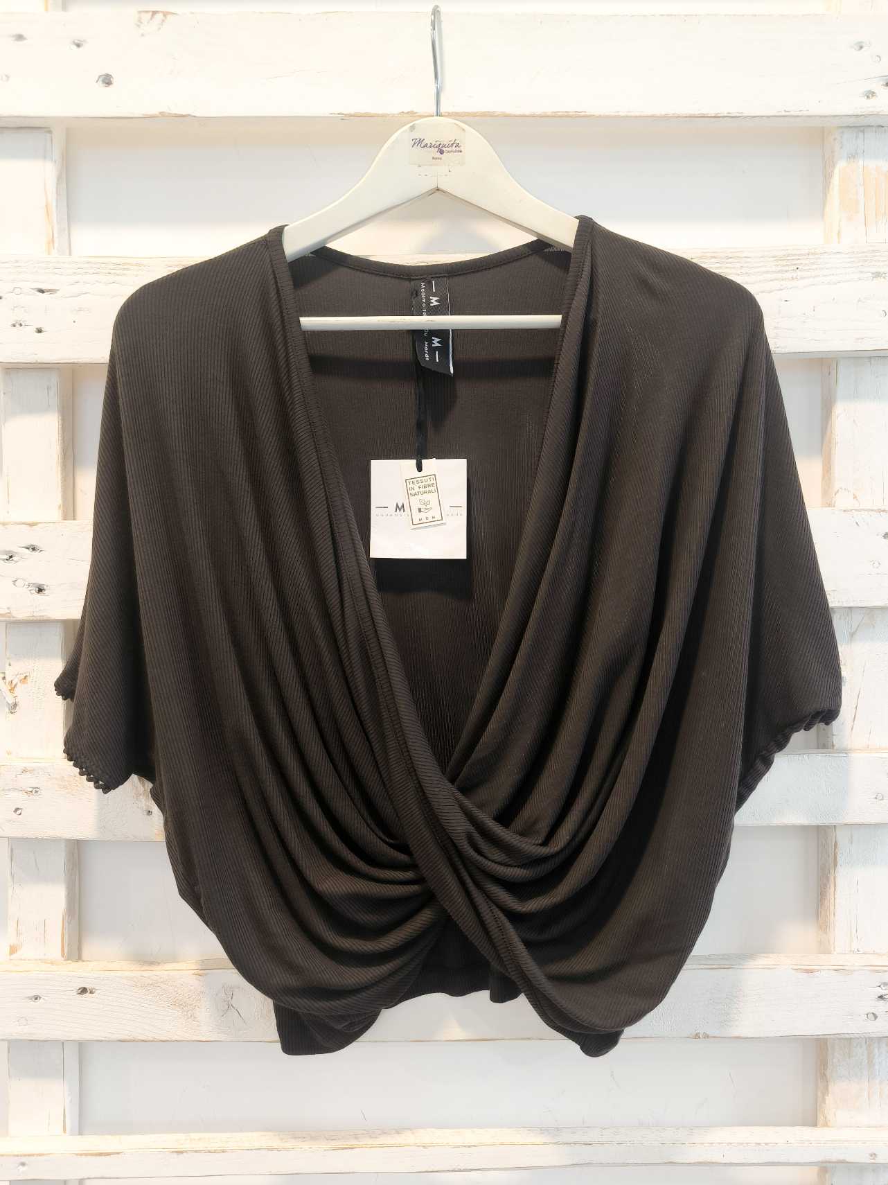 MAGLIA INCROCOATA COSTINA - FONDENTE