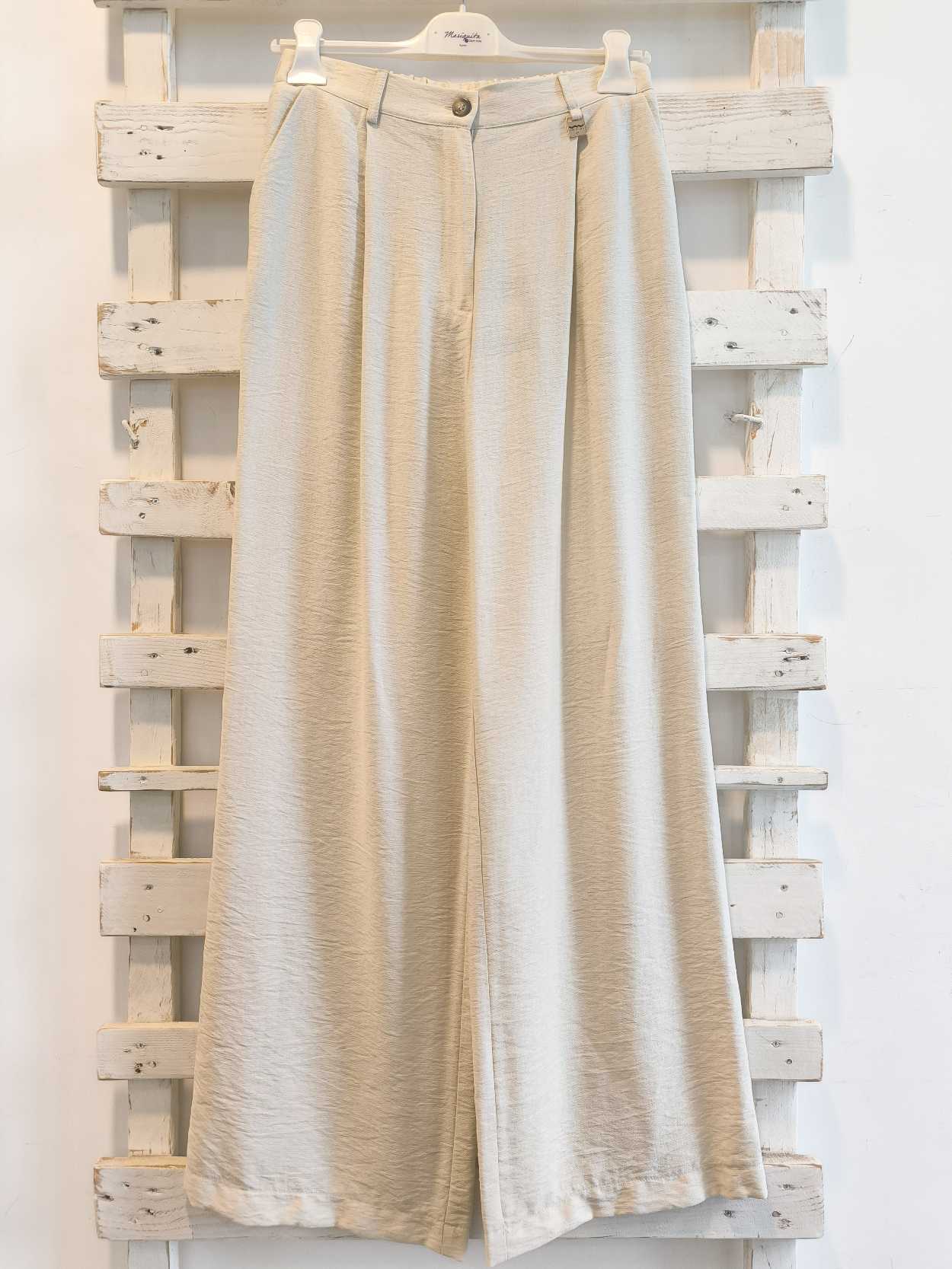 PANTALONE PALAZZO - Crema