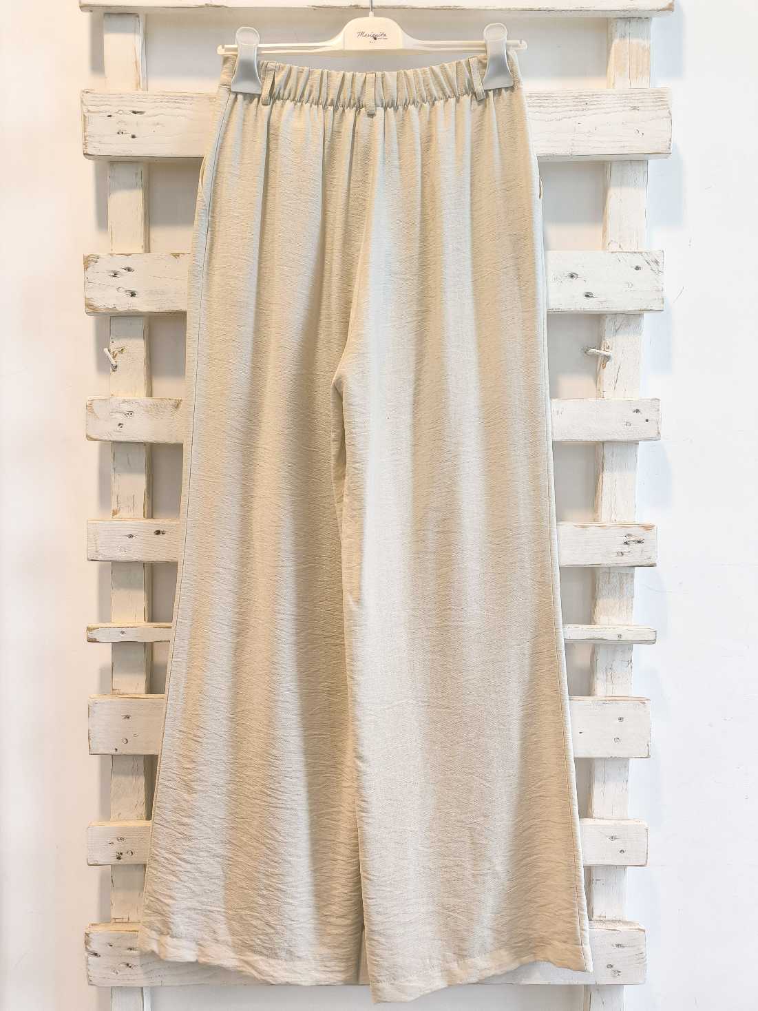 PANTALONE PALAZZO - Crema