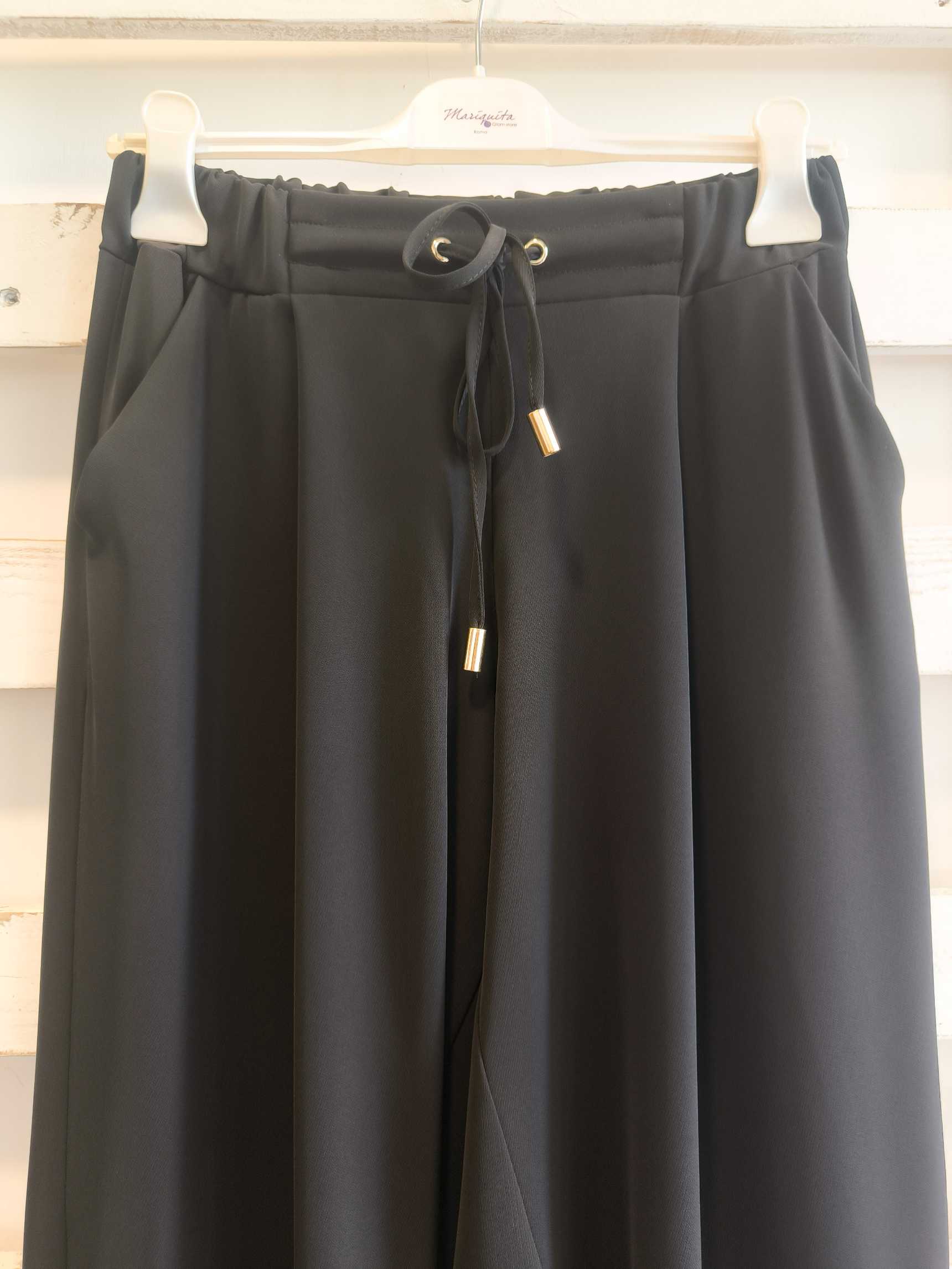 PANTALONE RISVOLTO - nero