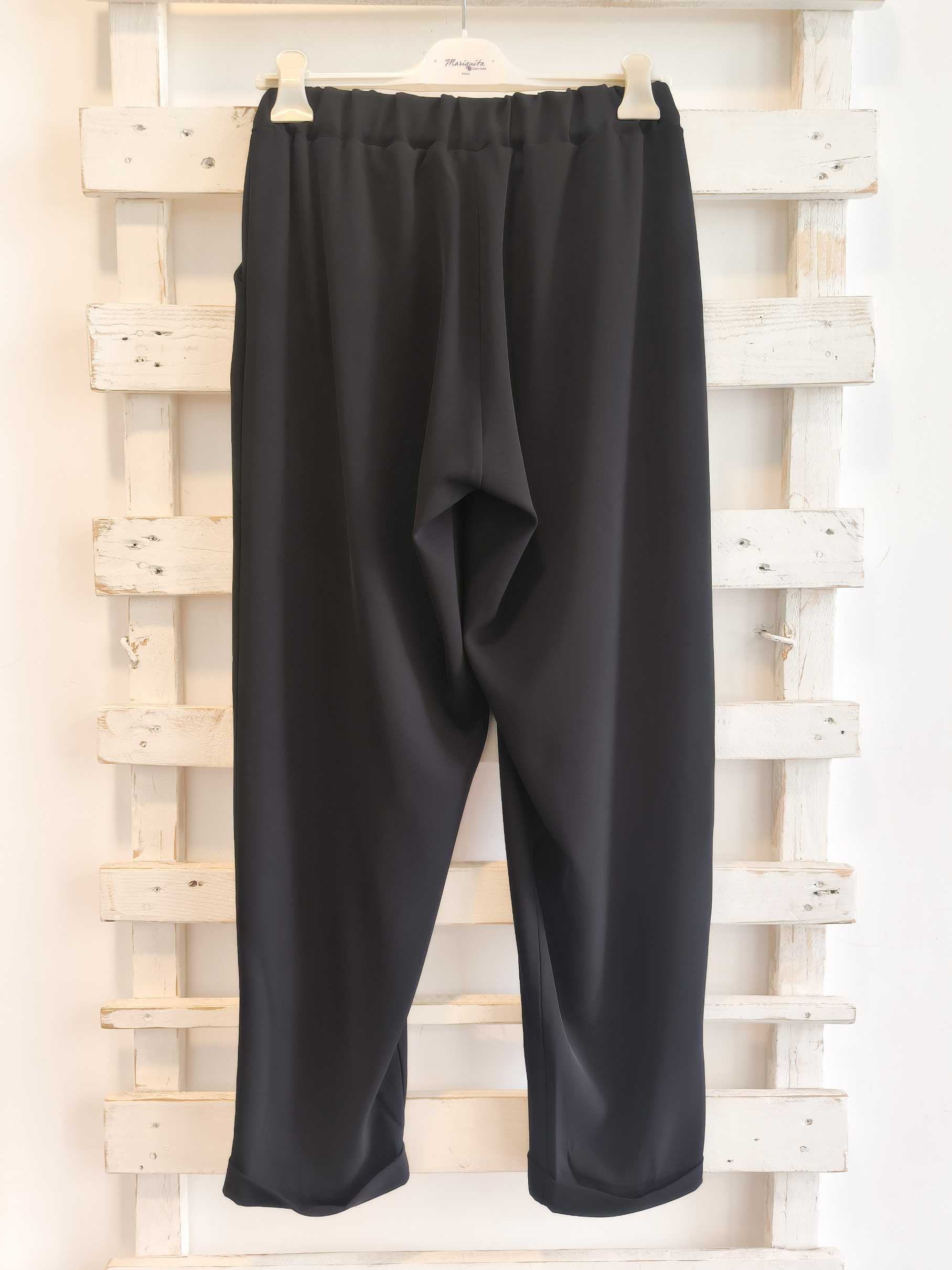 PANTALONE RISVOLTO - nero