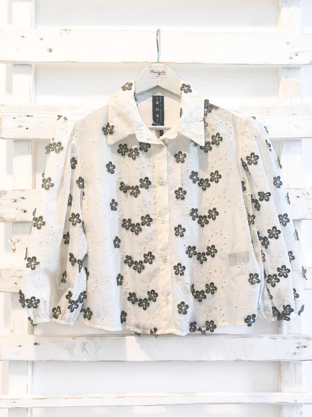 CAMICIA RICAMATA - PANNA/MILITARY