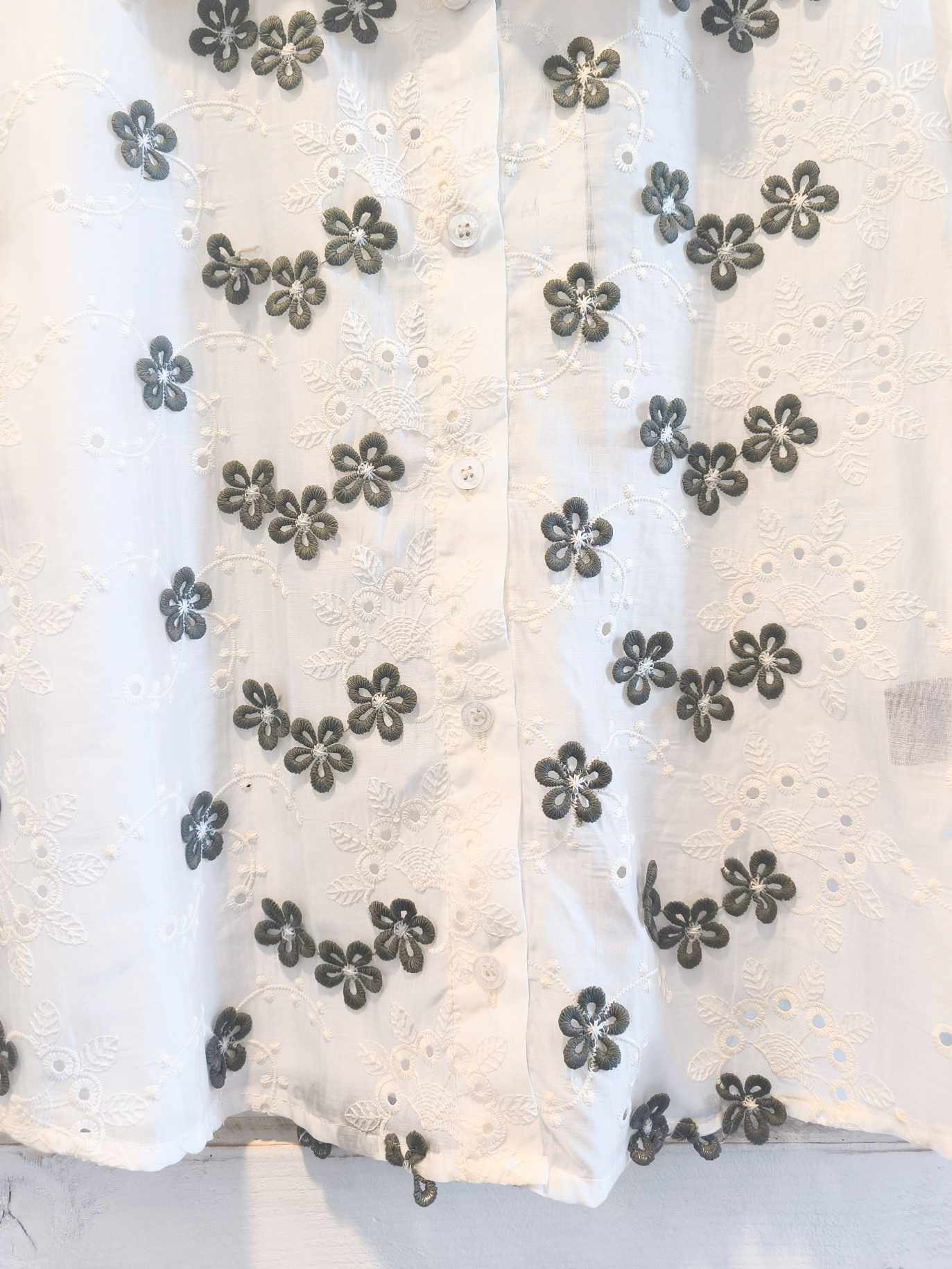 CAMICIA RICAMATA - PANNA/MILITARY