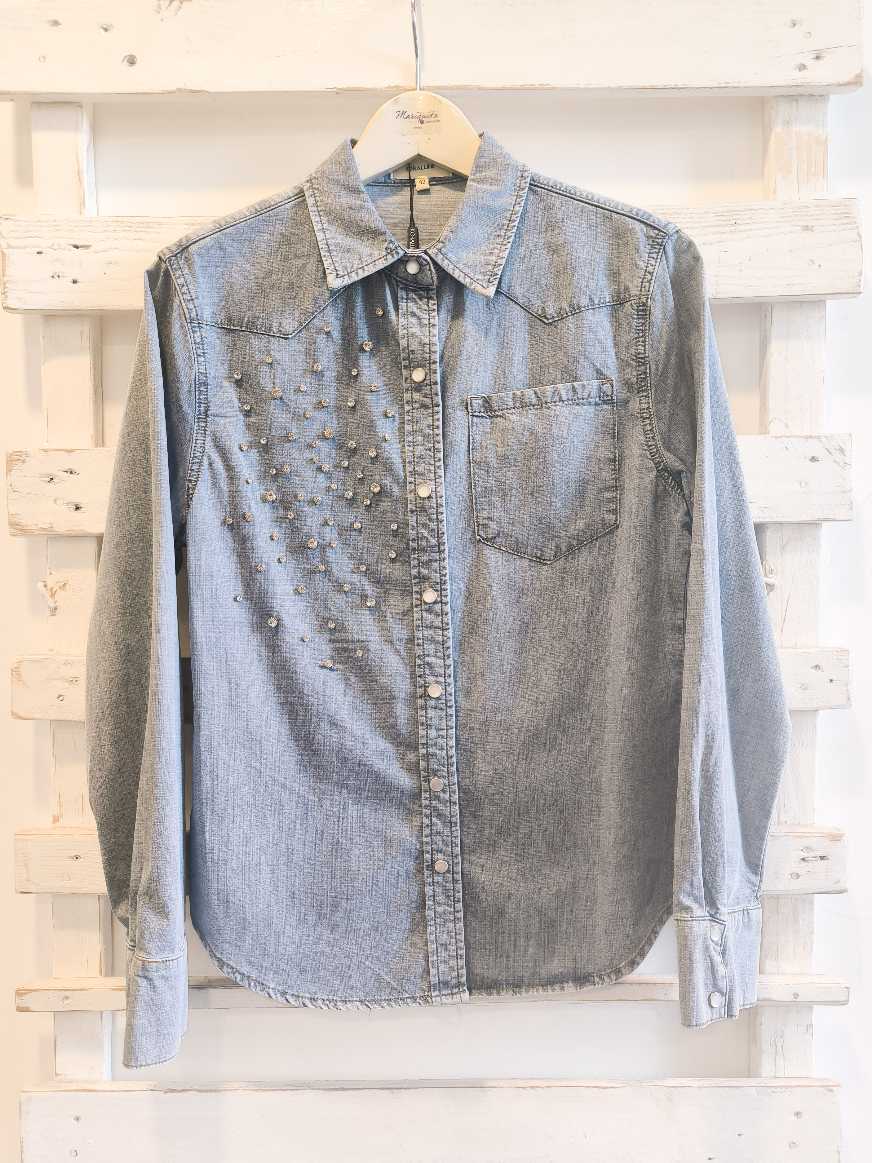CAMICIA DENIM STRASS - denim
