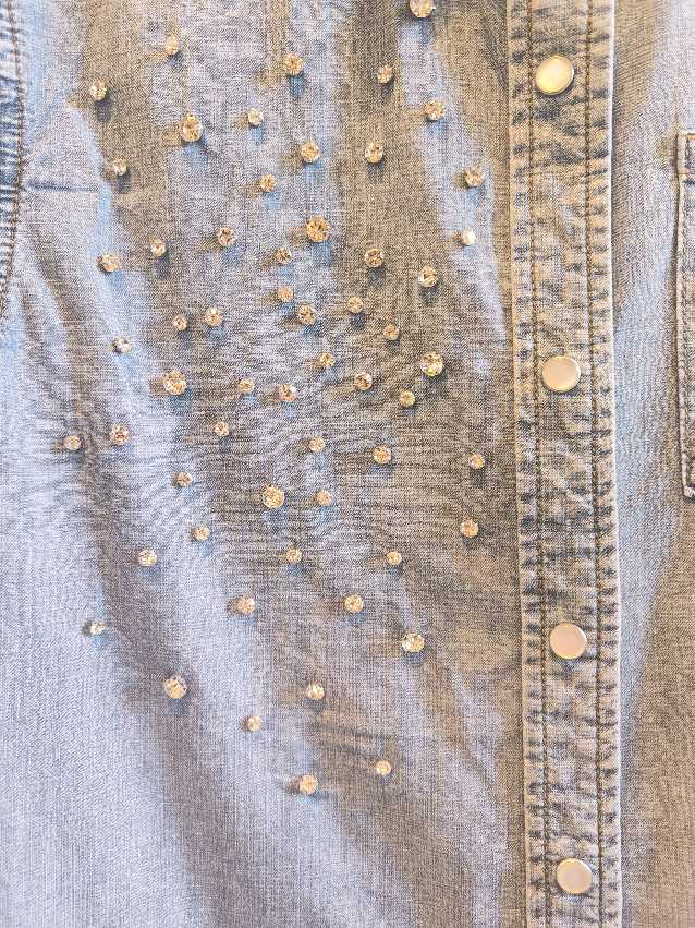 CAMICIA DENIM STRASS - denim