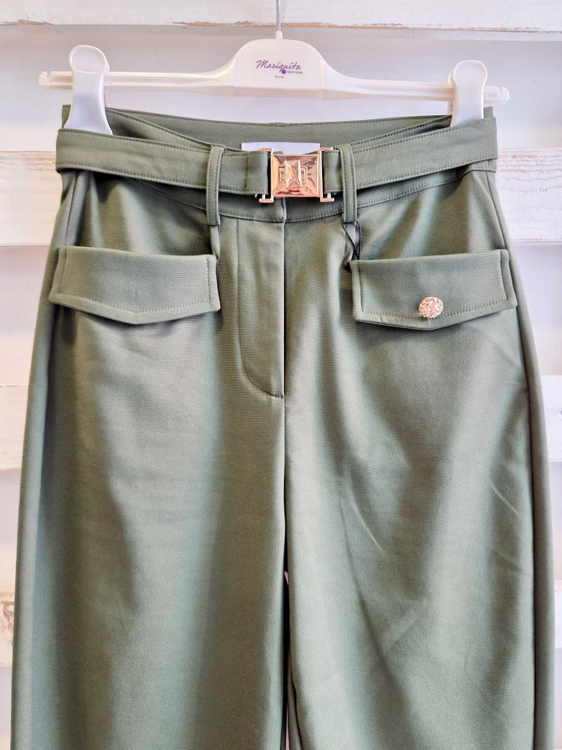 PANTALONE CON FIBBIA - militare