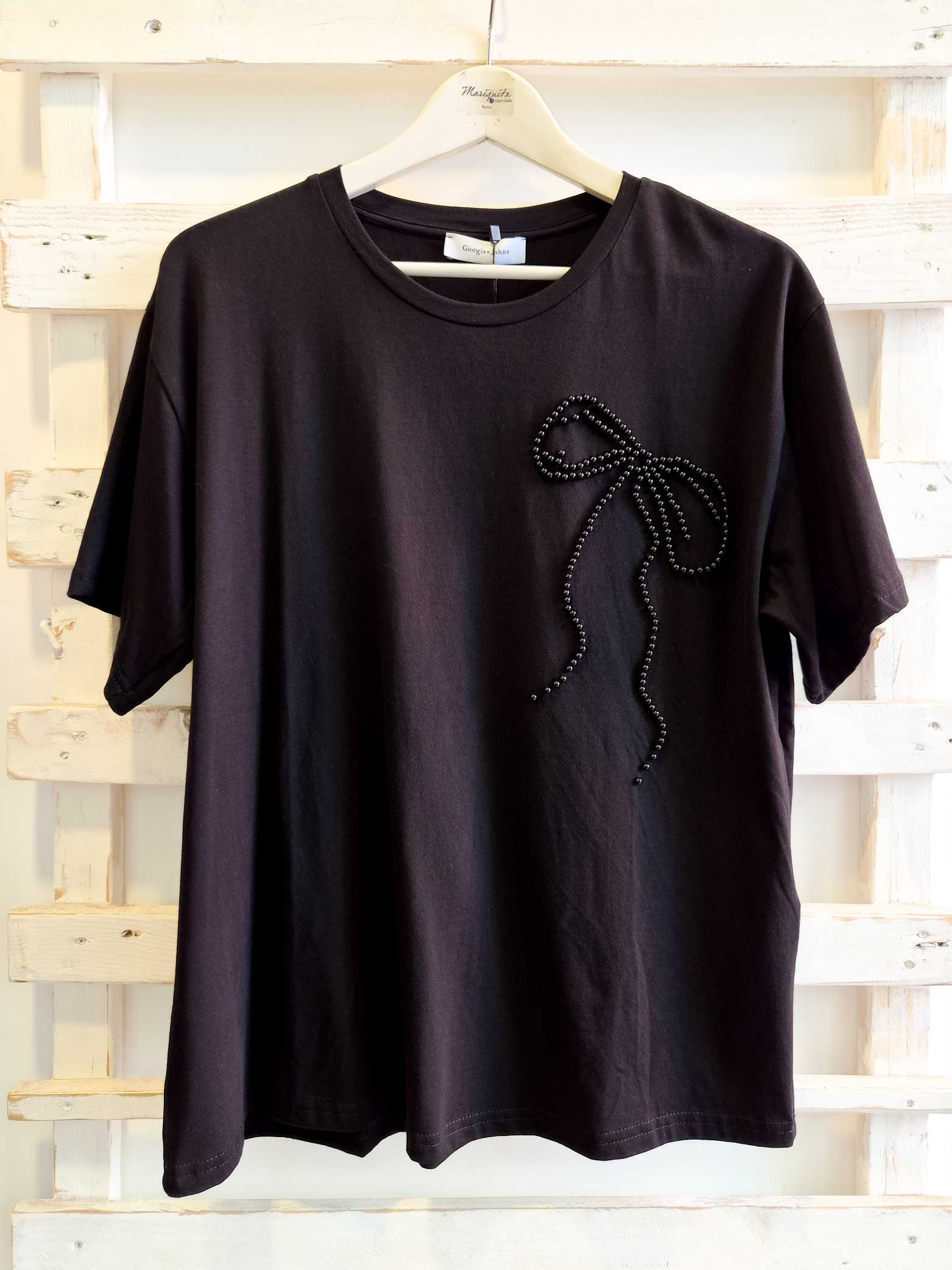 T-SHIRT FIOCCO - nero