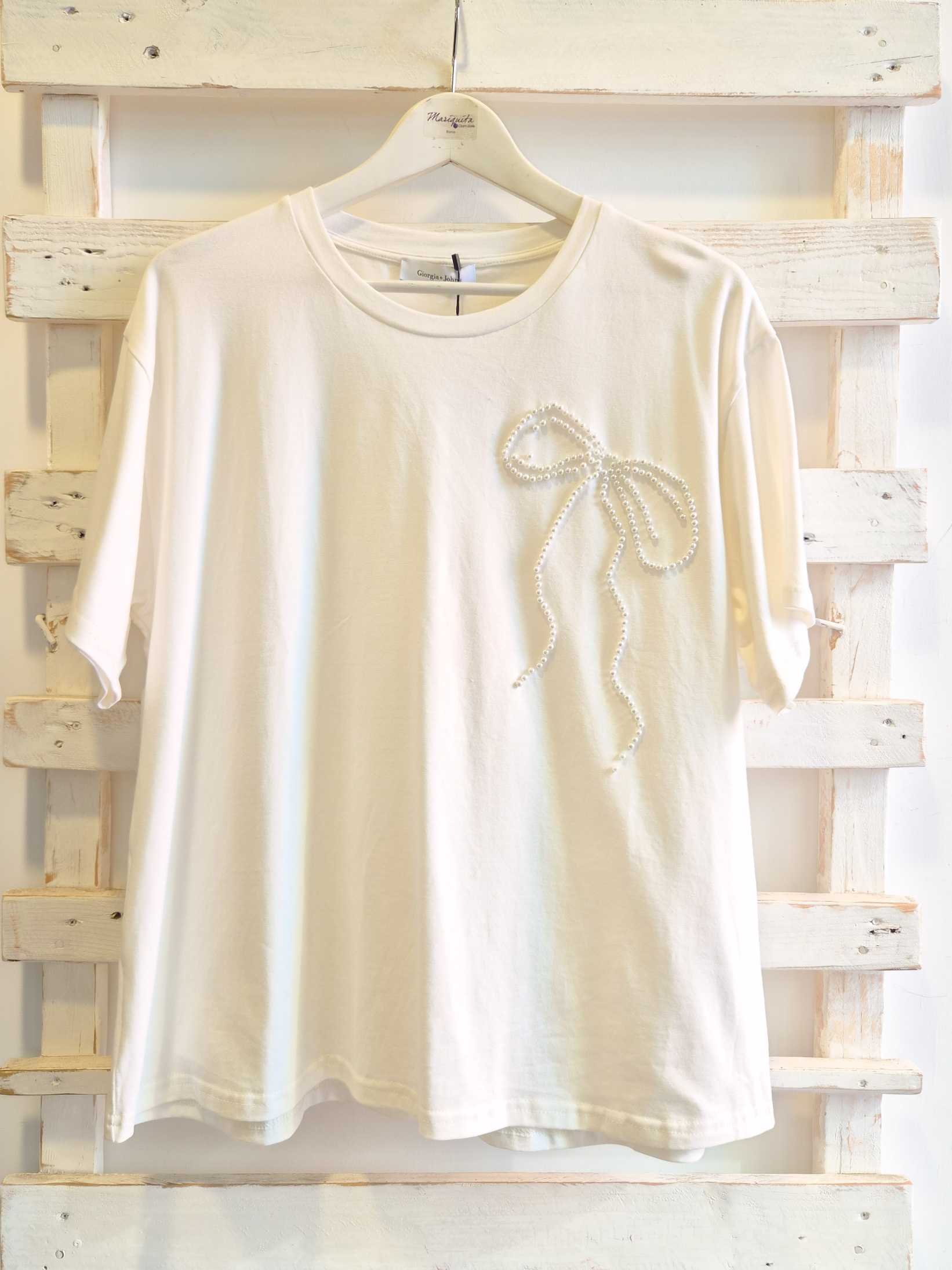 T-SHIRT FIOCCO - panna