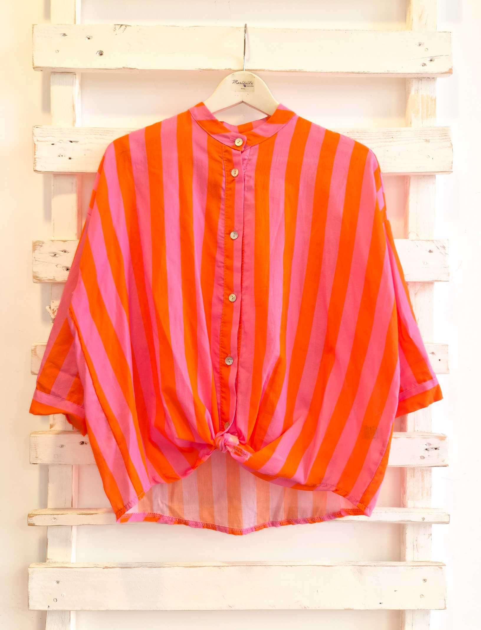 Camicia righe - rosa/arancio