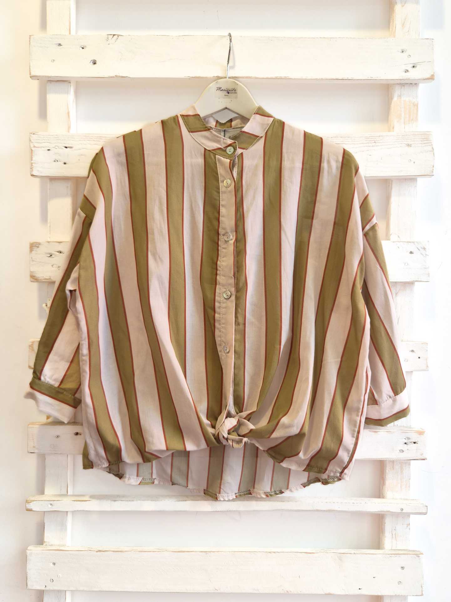 Camicia righe - bianco/oliva