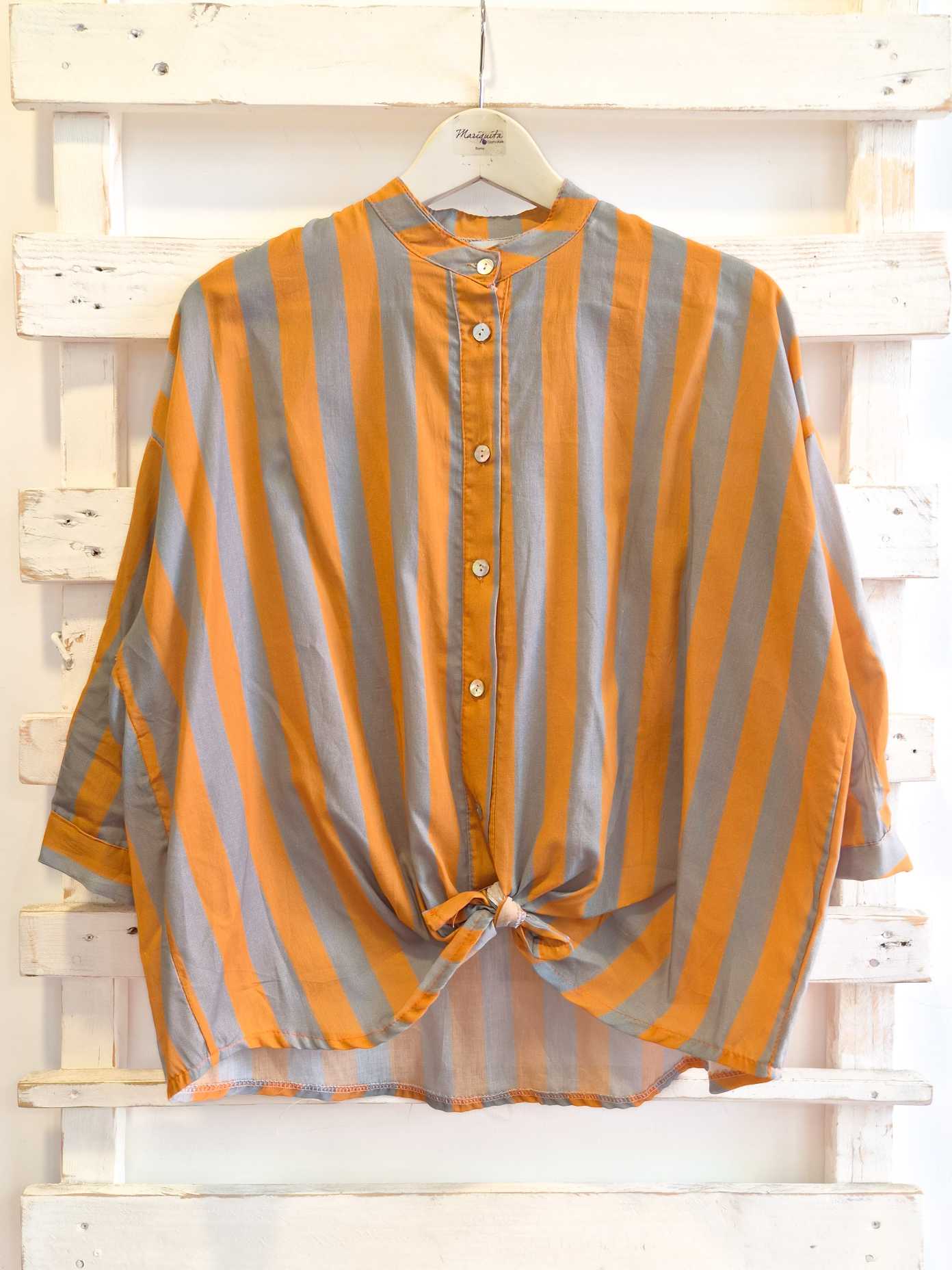 Camicia righe - grigio/ocra