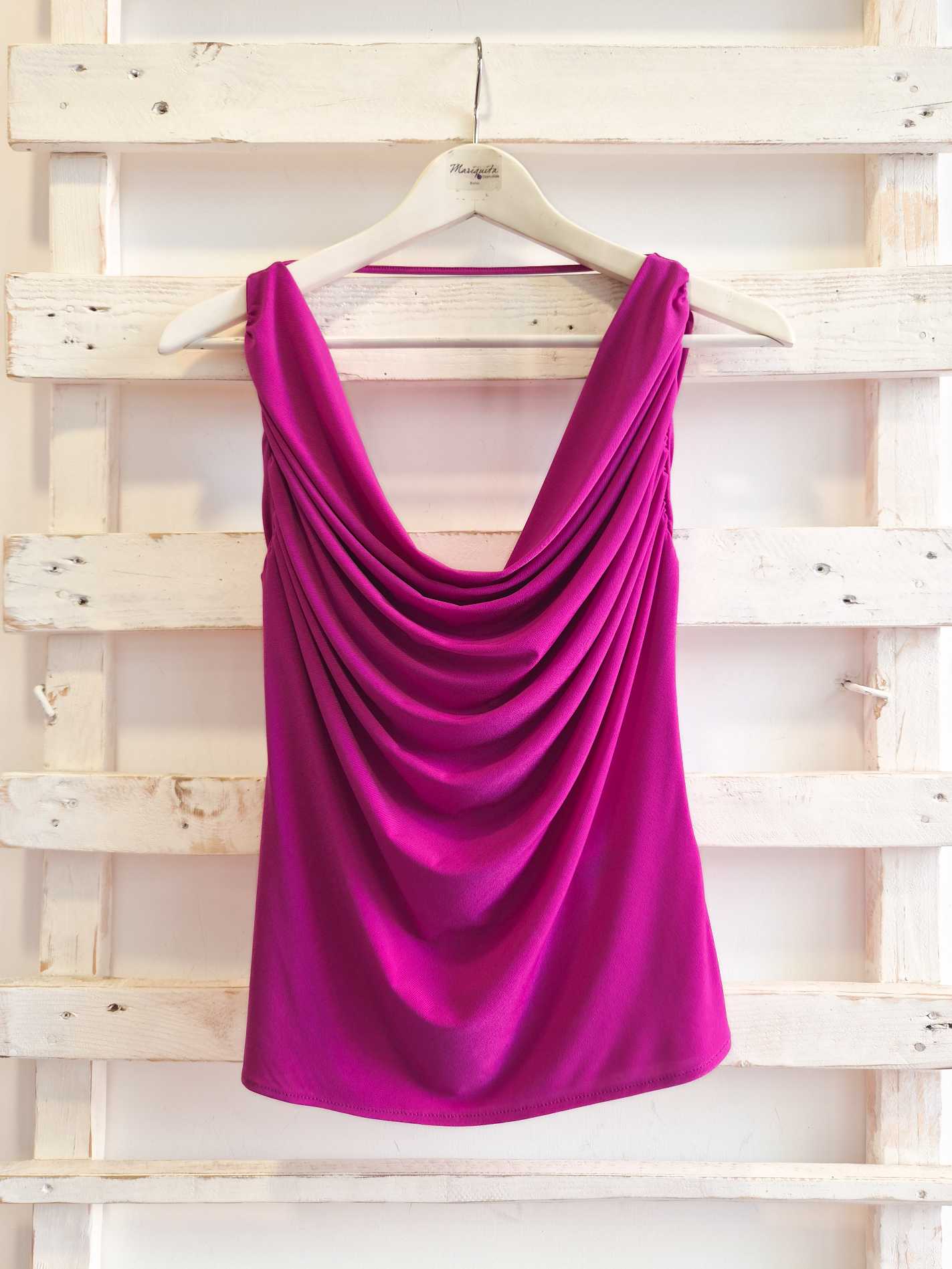 top drappeggiato - fucsia