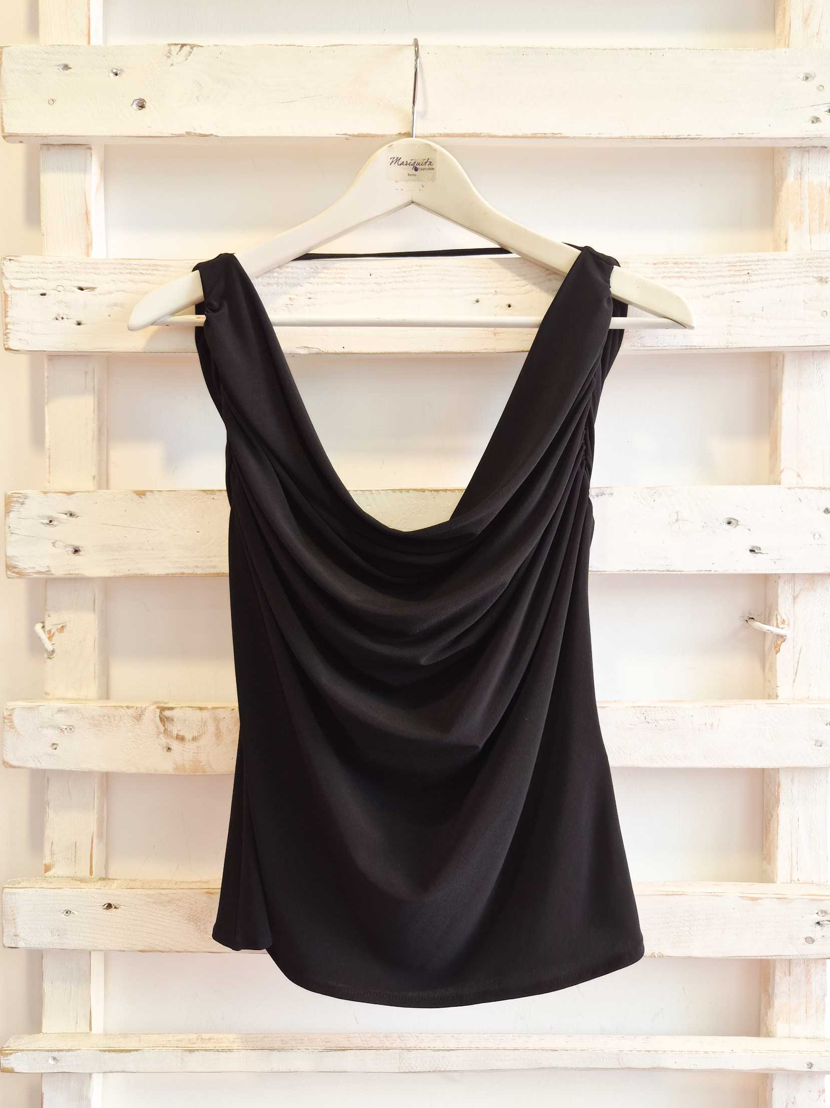 top drappeggiato - nero