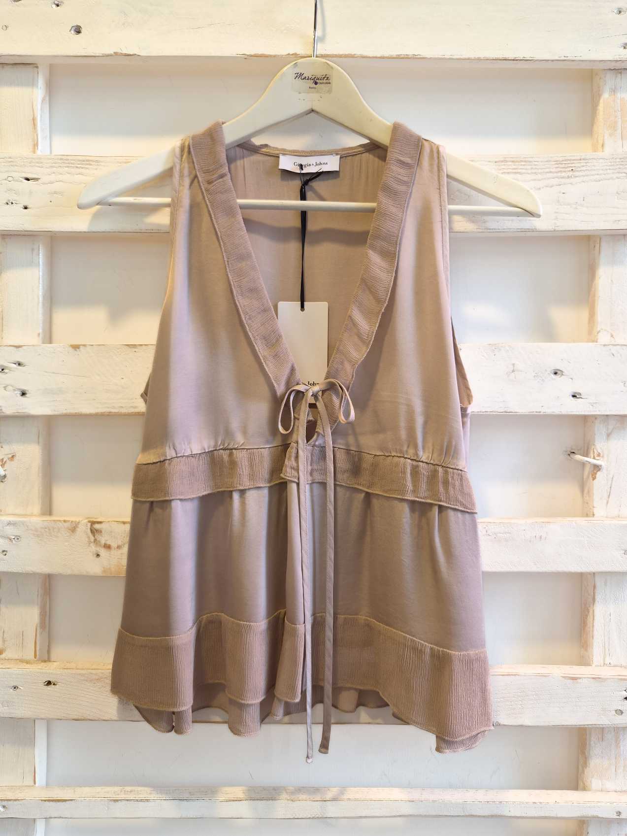 top scollo a V - ROSA ANTICO