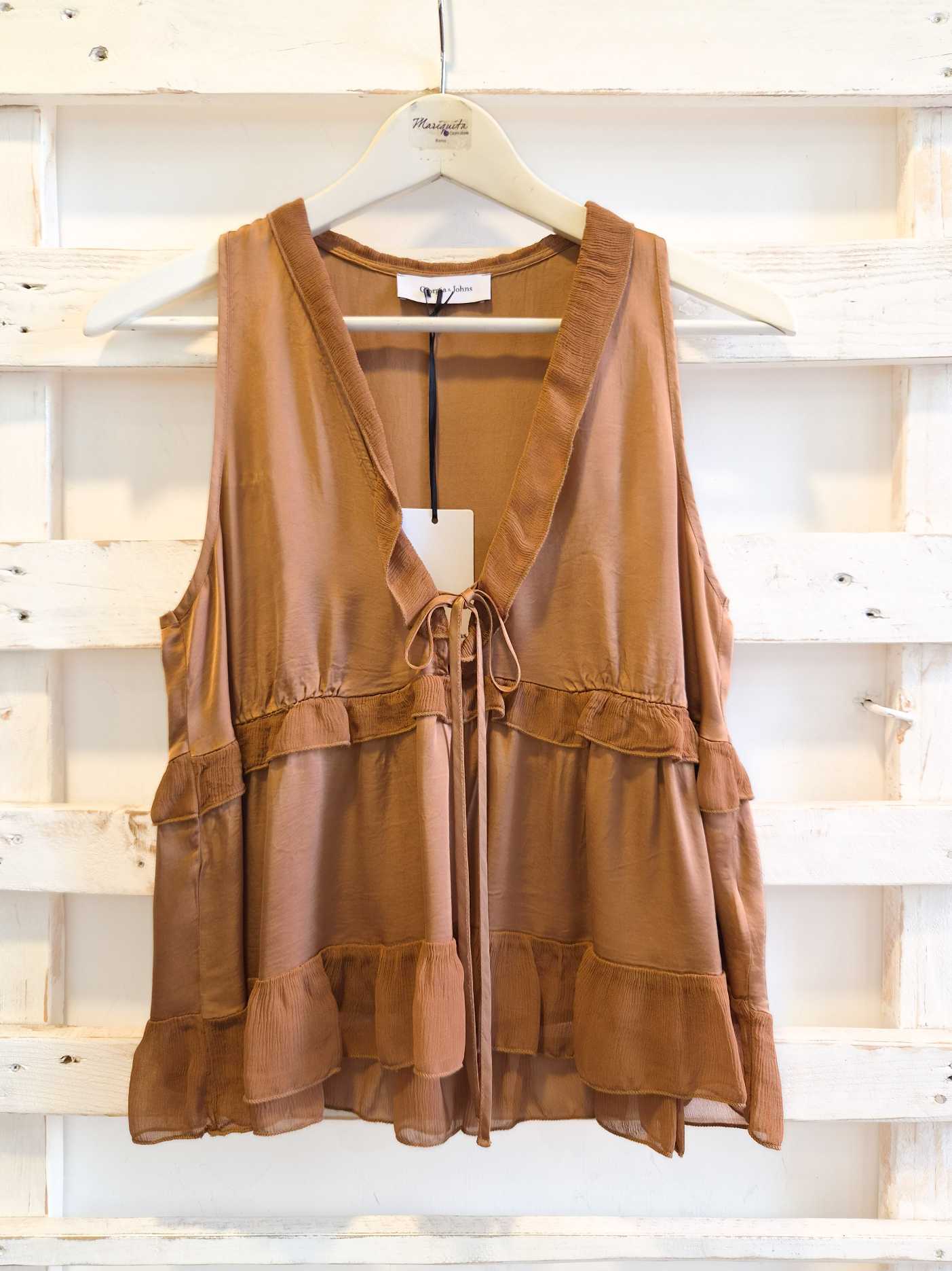 top scollo a V - beige