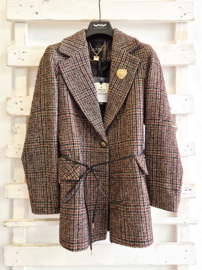 GIACCA CAPPOTTO CON SPILLA - BORGOGNA