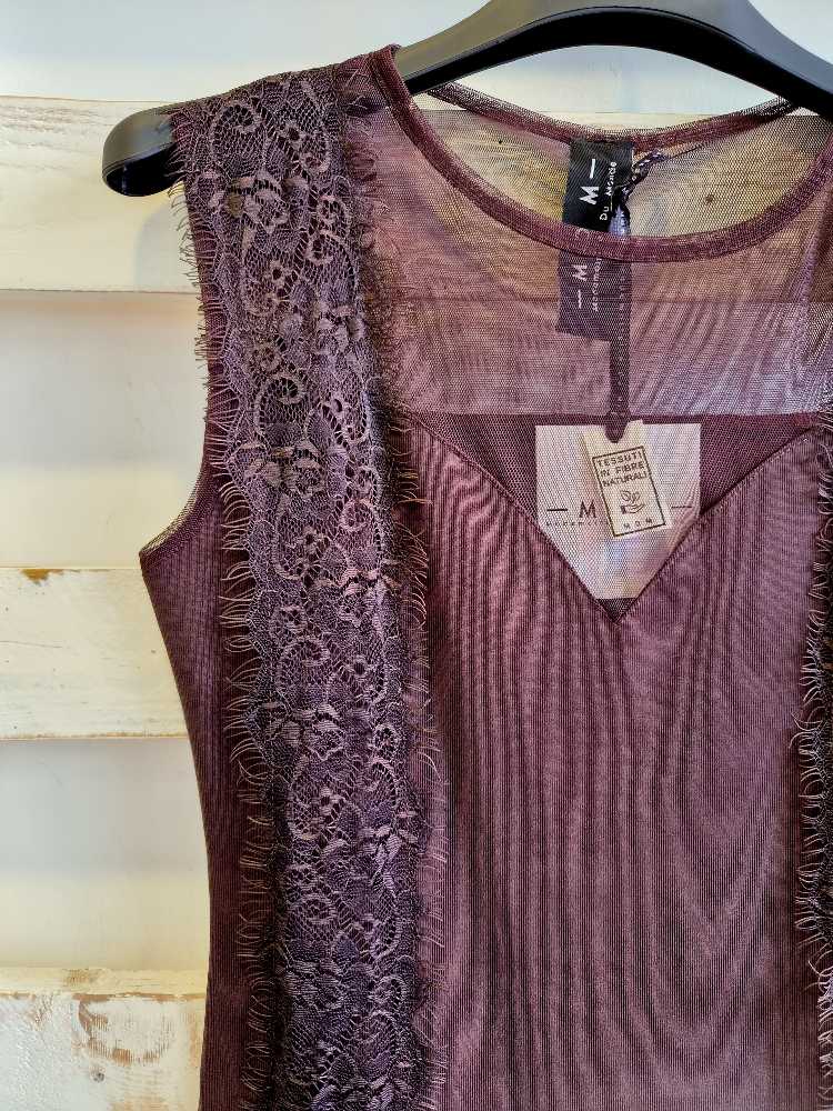 BODY CON PIZZO - Moka