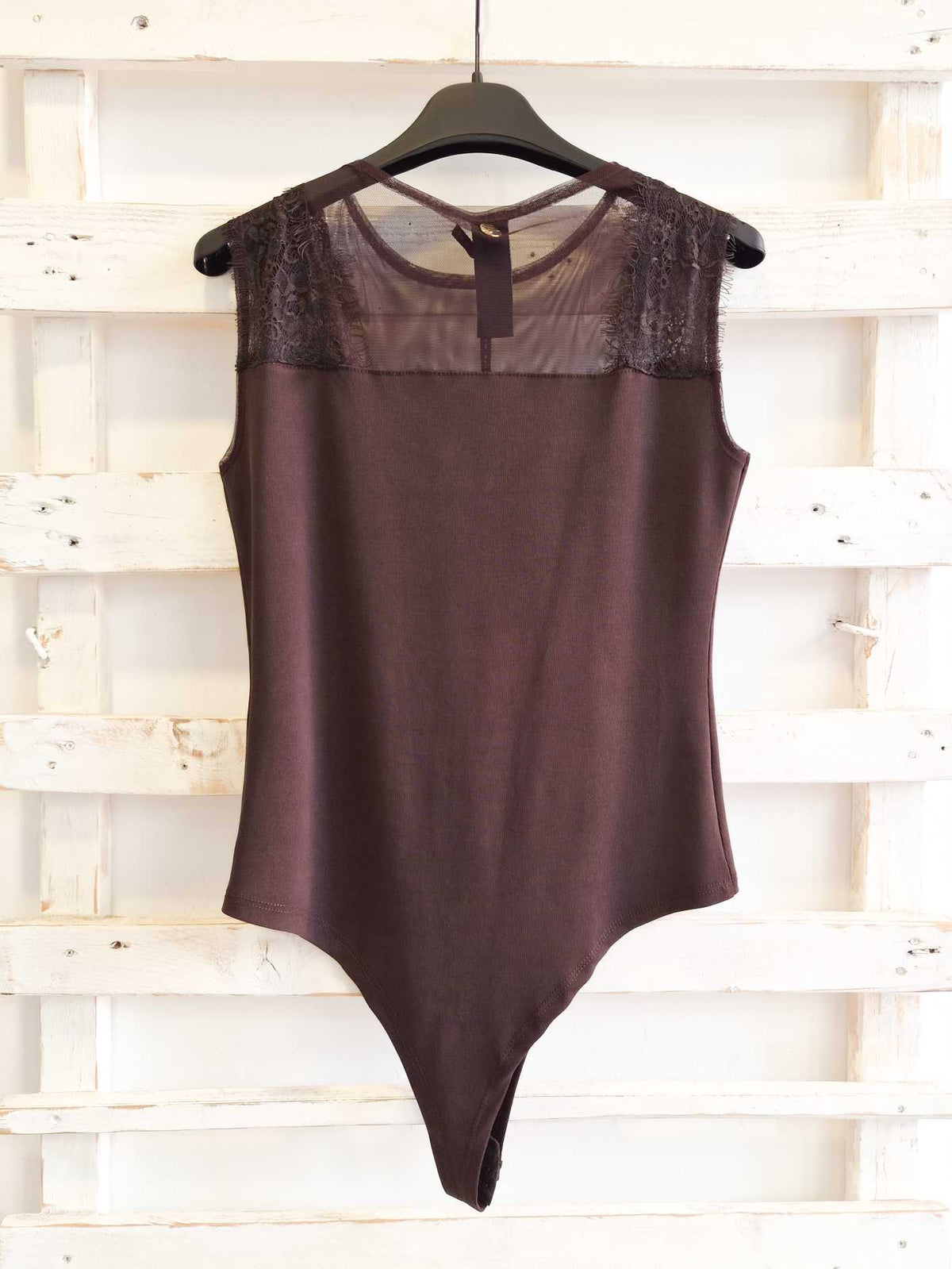 BODY CON PIZZO - Moka