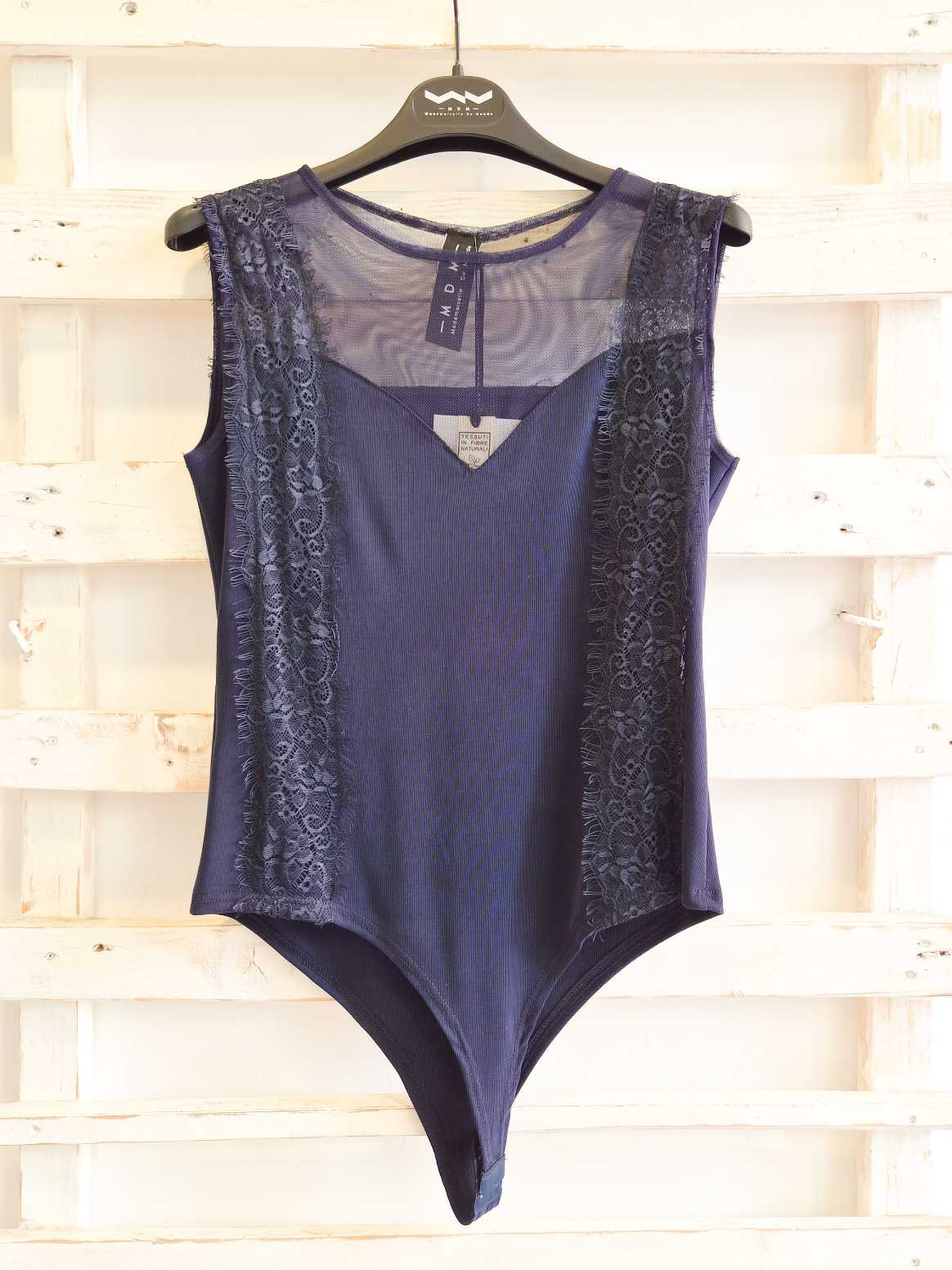 BODY CON PIZZO - blu