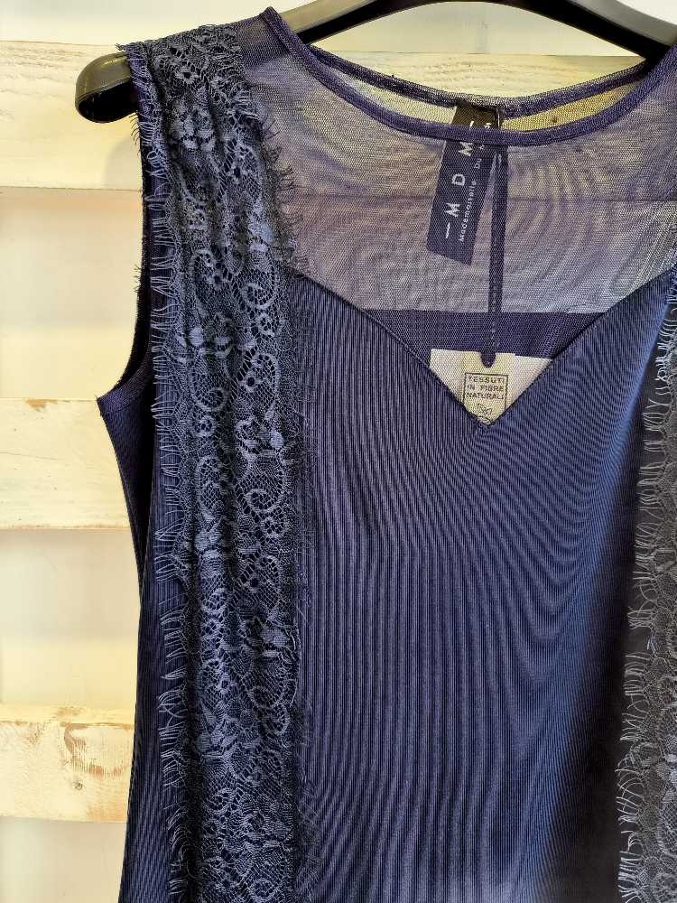 BODY CON PIZZO - blu