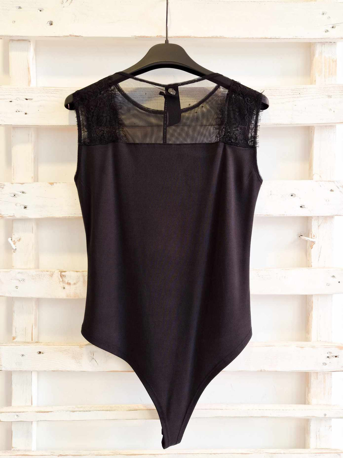 BODY CON PIZZO - nero