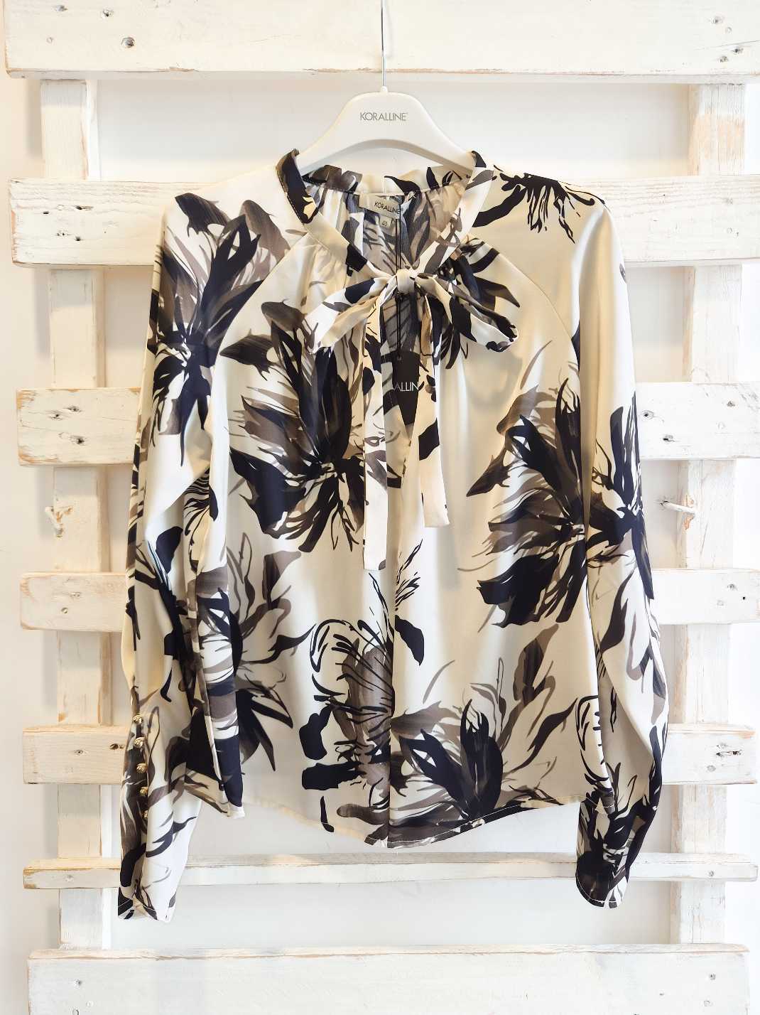 BLUSA STAMPA FIORE - Burro