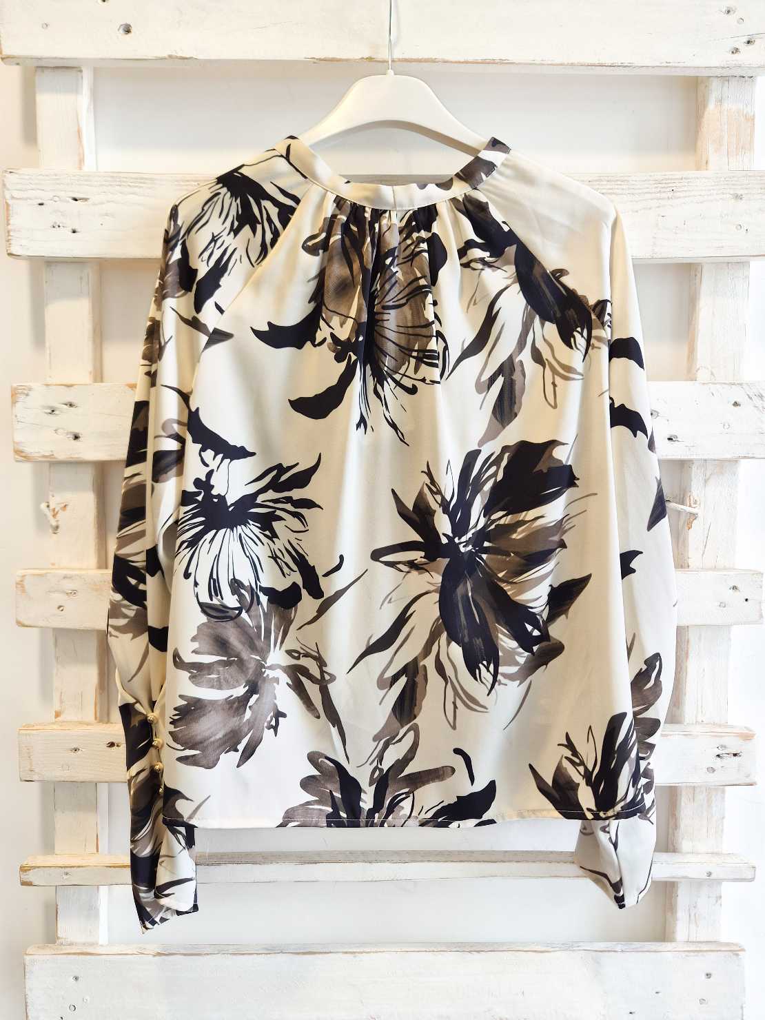 BLUSA STAMPA FIORE - Burro