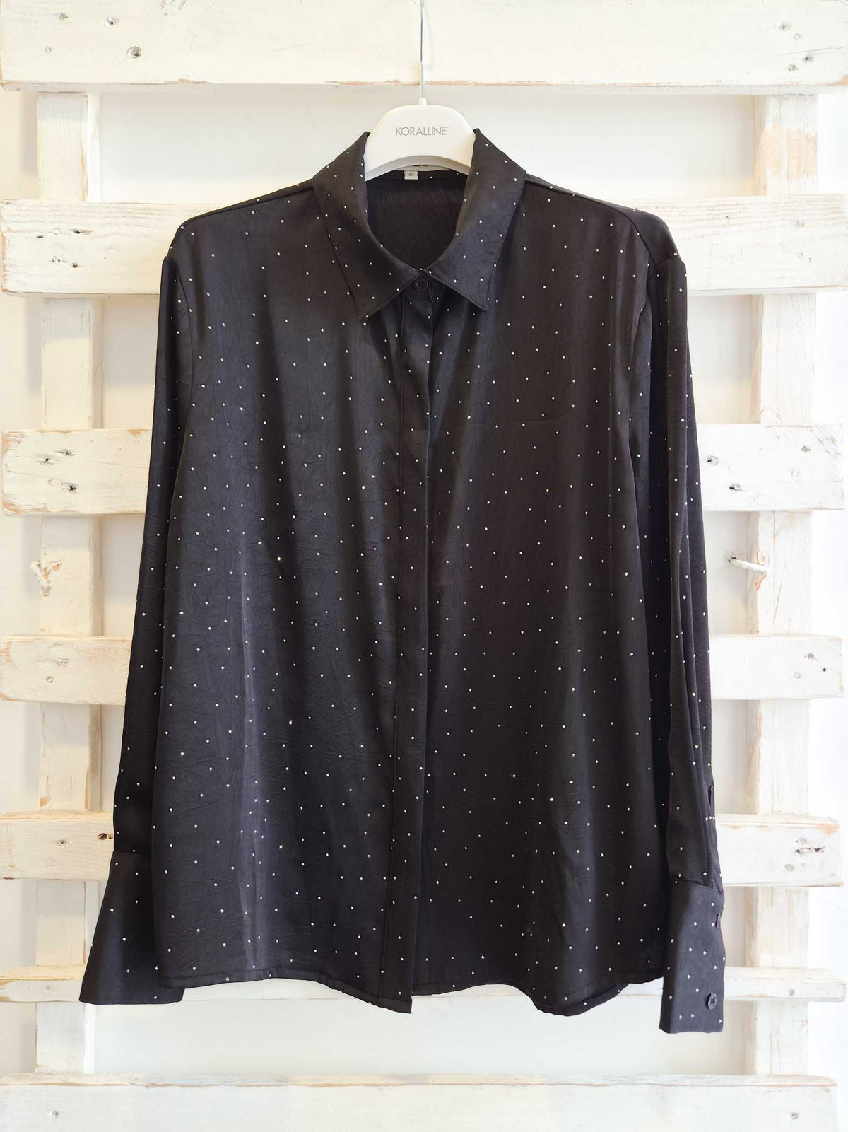 CAMICIA GEORGETTE STRASS - nero