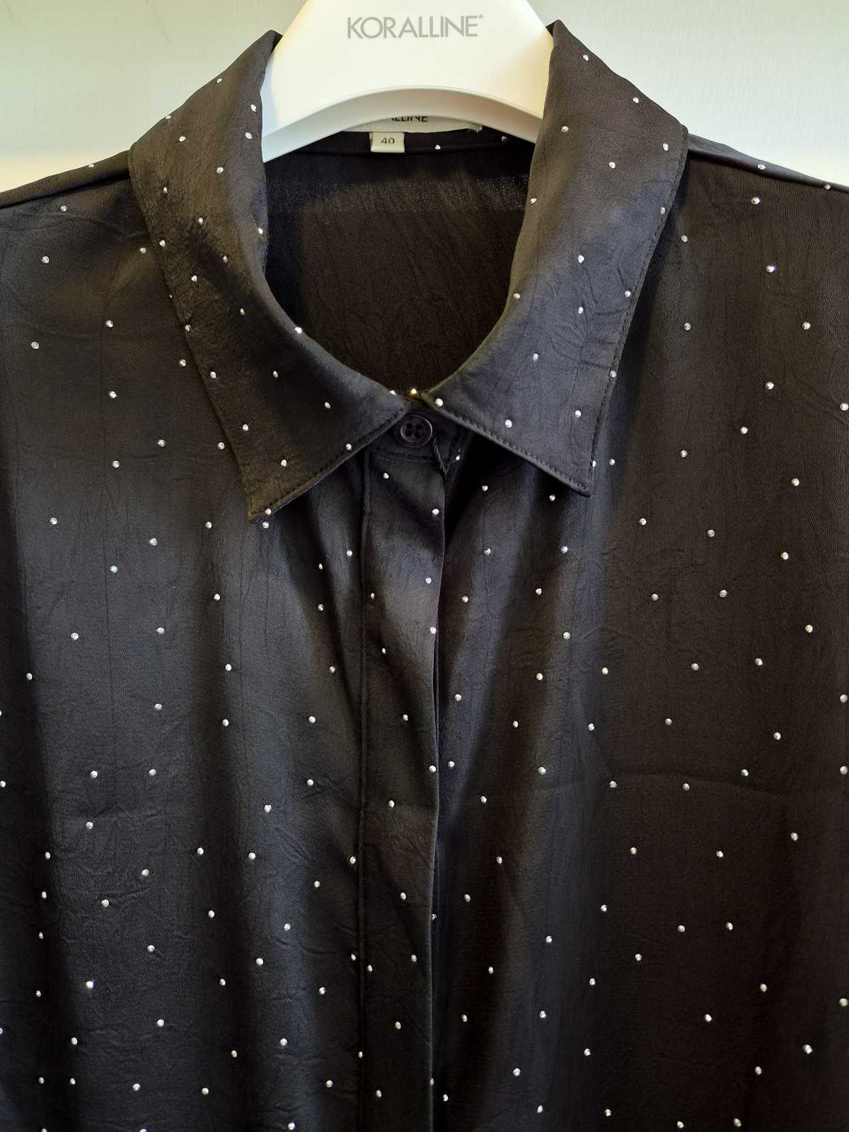 CAMICIA GEORGETTE STRASS - nero