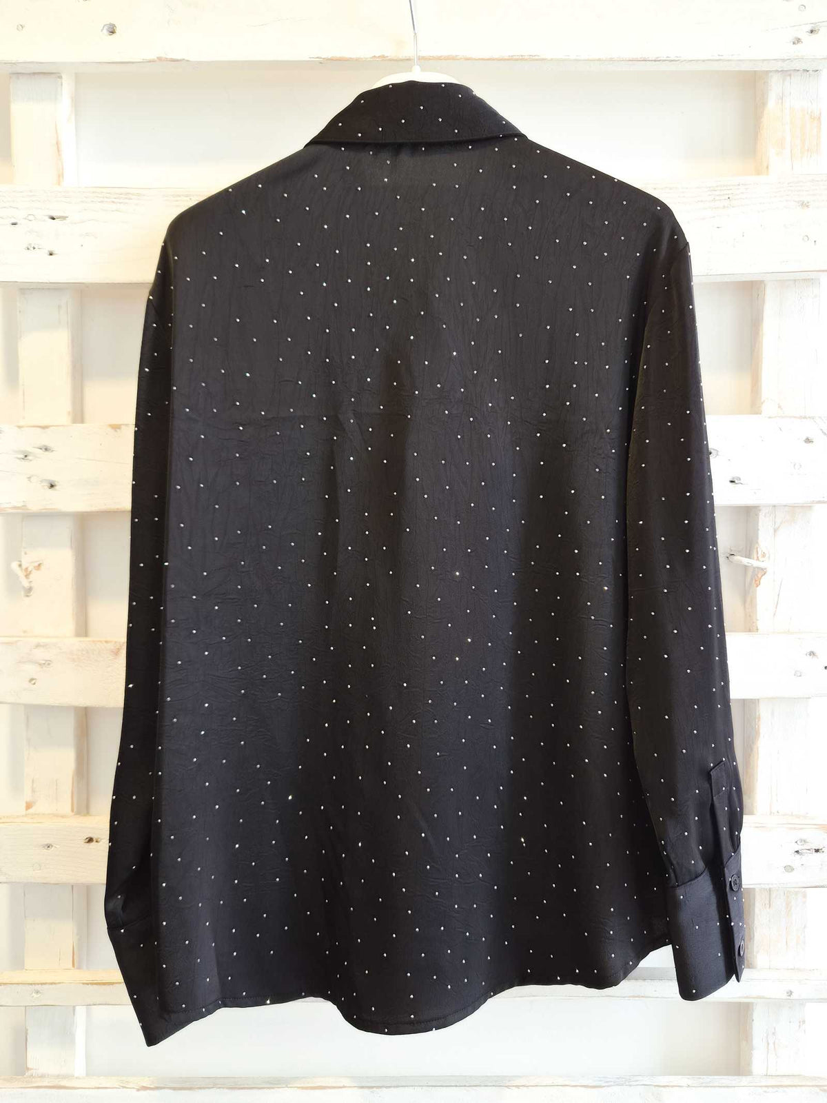 CAMICIA GEORGETTE STRASS - nero