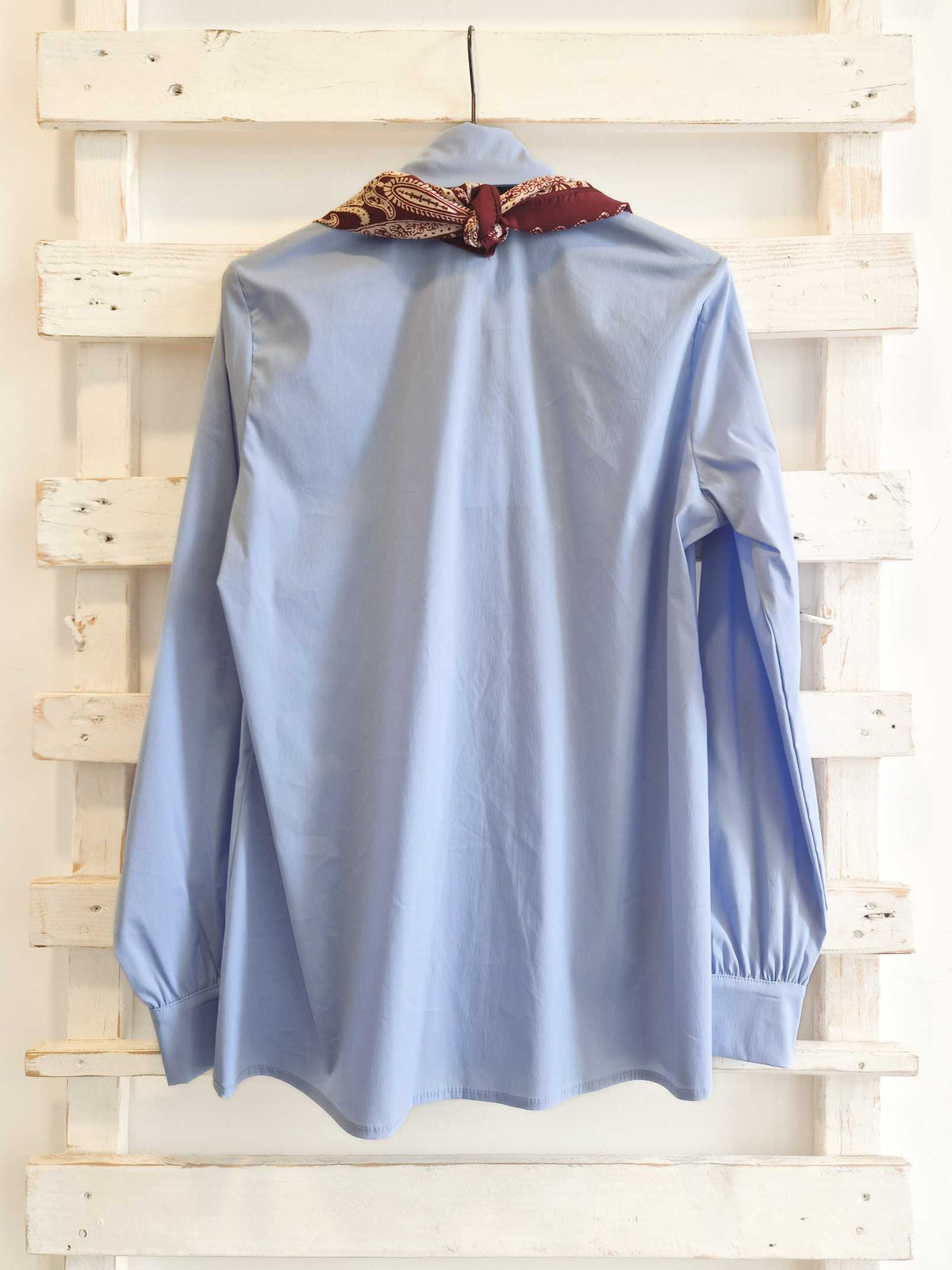 CAMICIA CON FOULARD - cielo