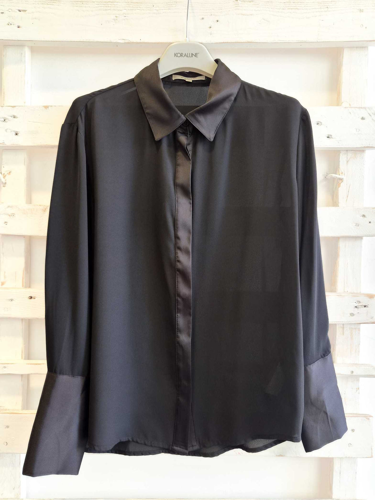 CAMICIA CON BORDI IN RASO - nero